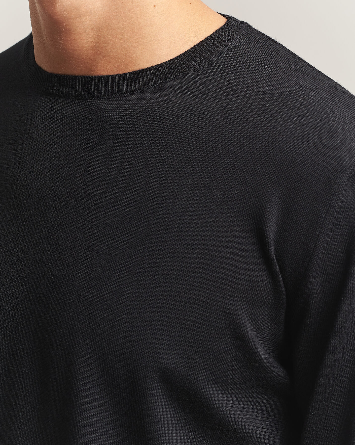 Hombres | Jerséis y prendas de punto | Stenströms | Merino Patch Crew Neck Black