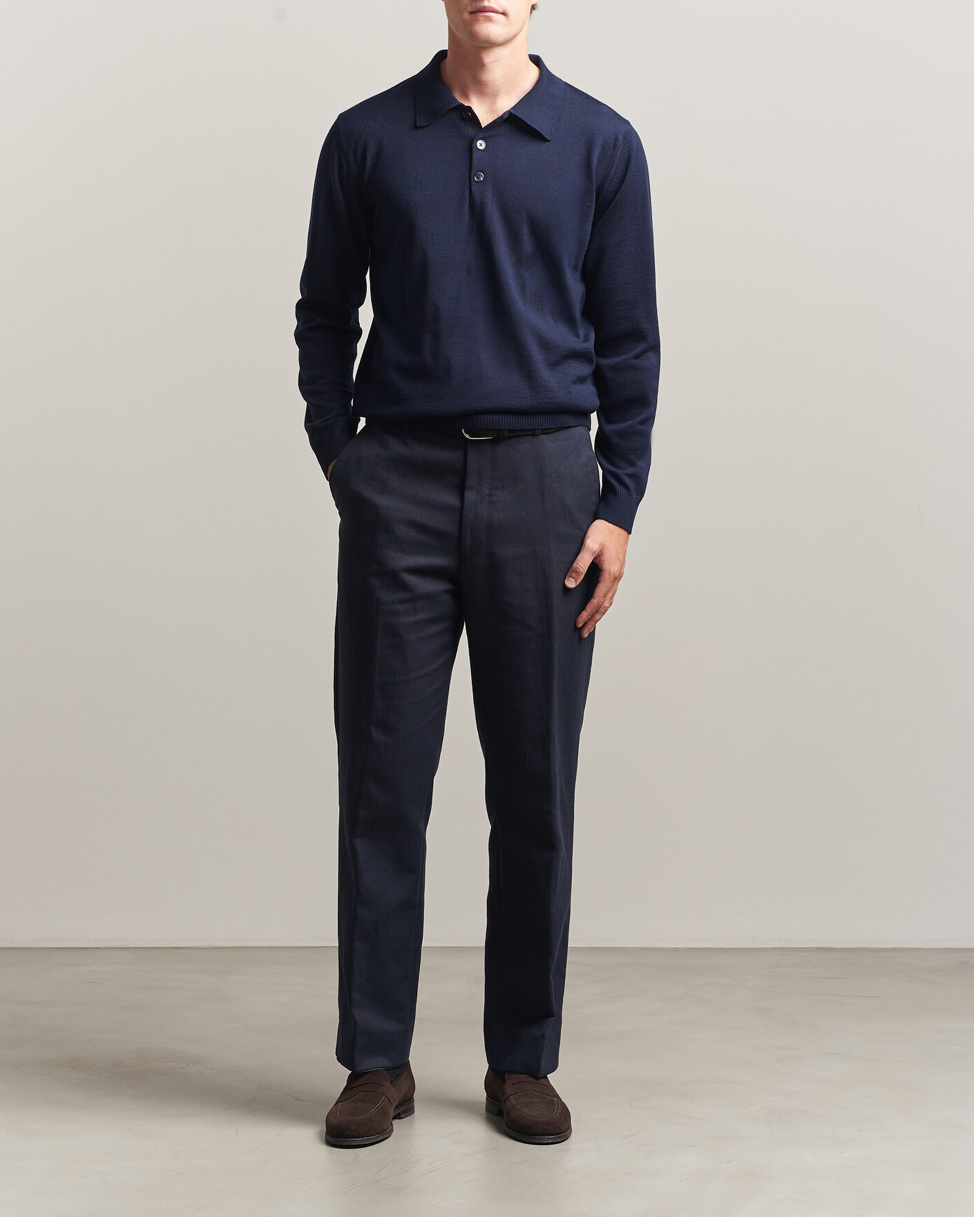 Hombres | Jerséis y prendas de punto | Stenströms | Merino Polo Navy