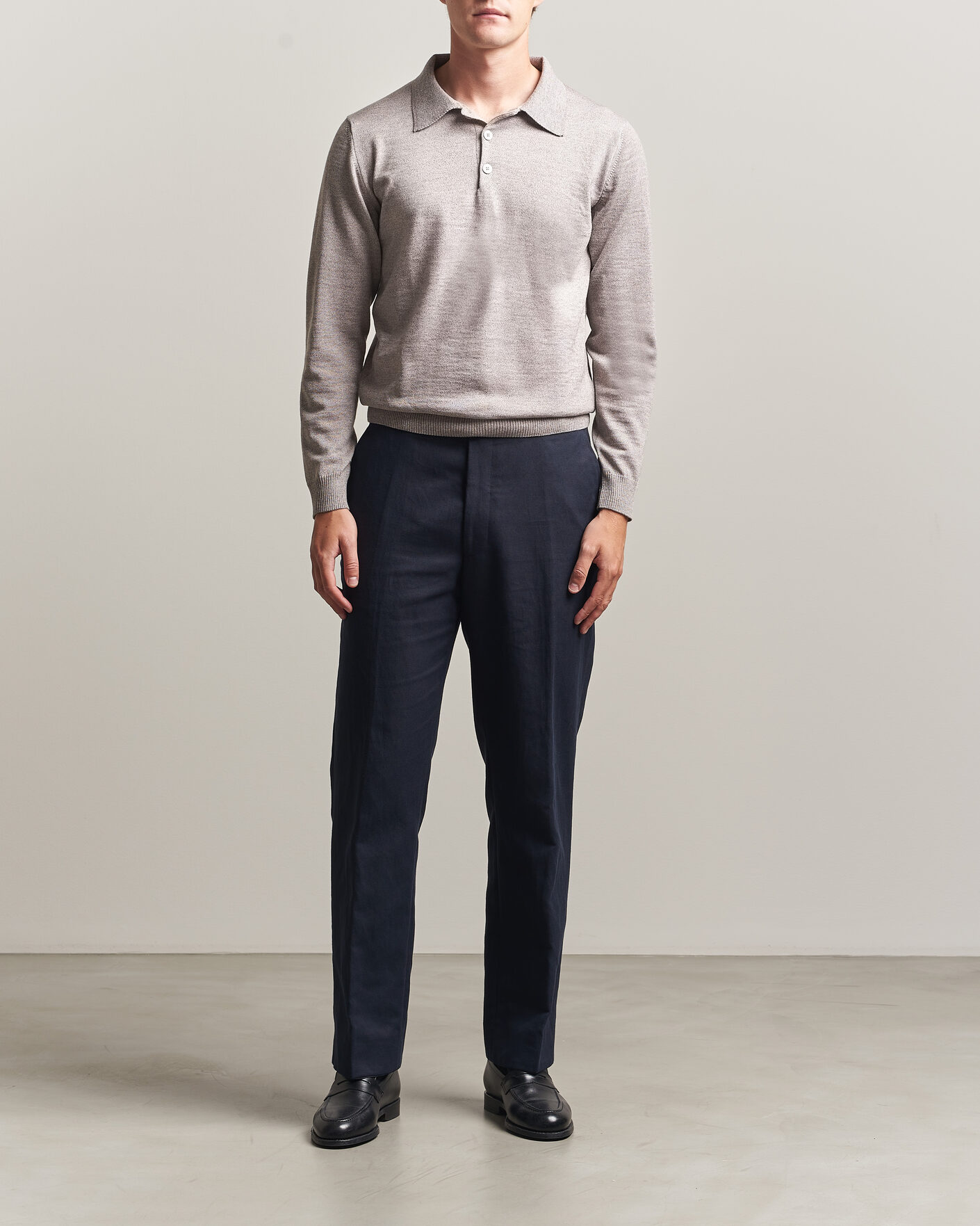 Hombres | Jerséis y prendas de punto | Stenströms | Merino Polo Beige