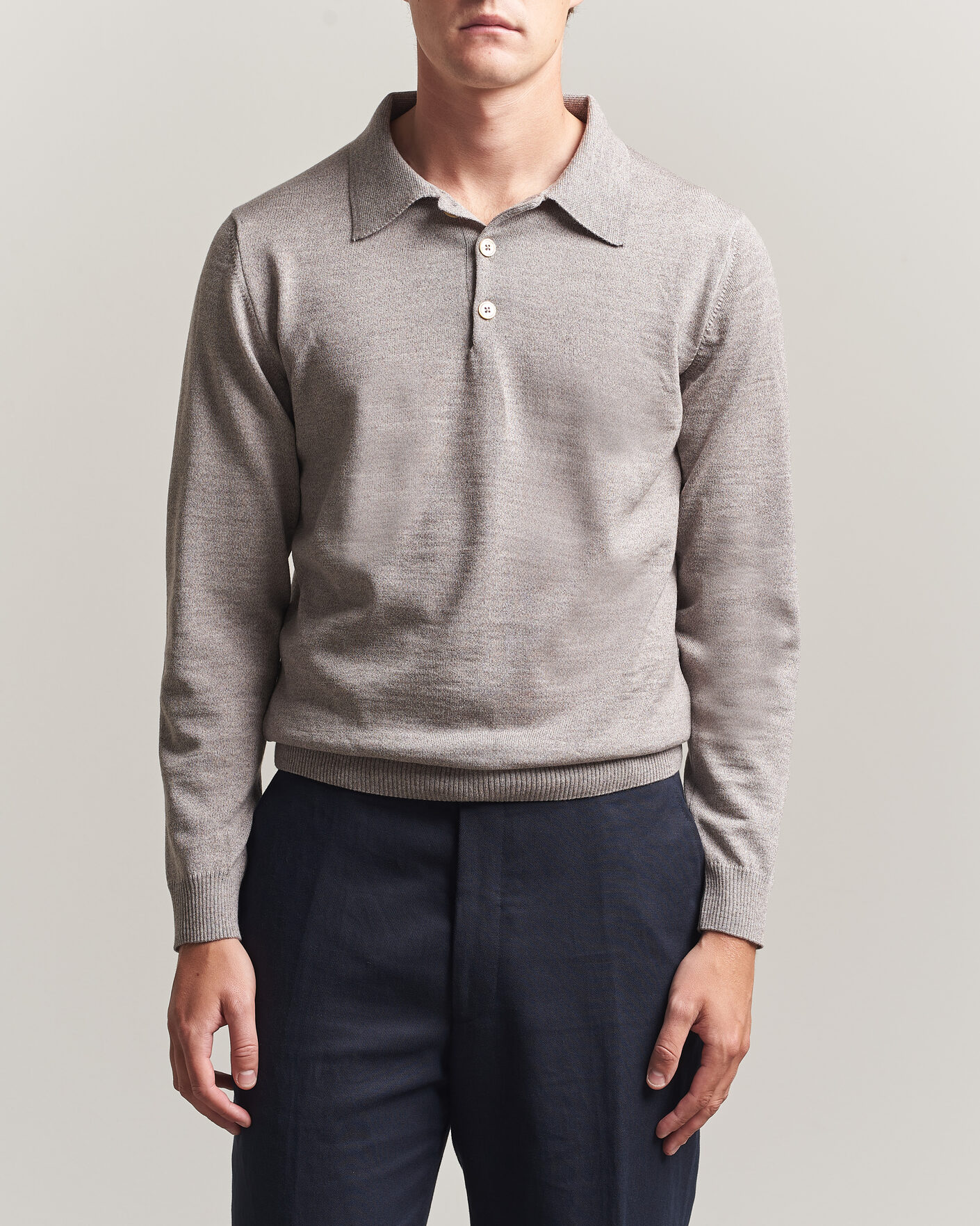 Hombres | Jerséis y prendas de punto | Stenströms | Merino Polo Beige