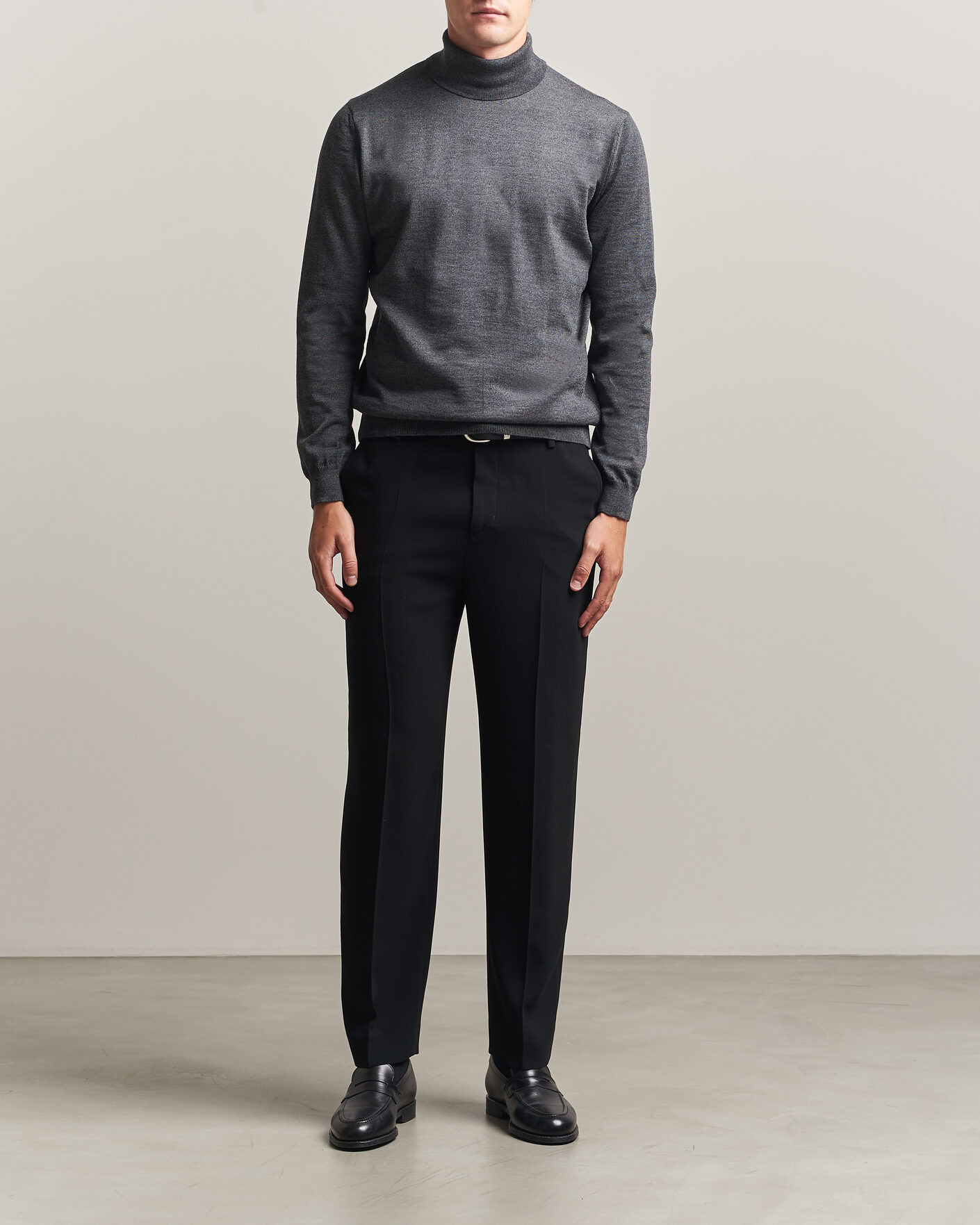 Hombres | Jerséis y prendas de punto | Stenströms | Merino Rollneck Dark Grey