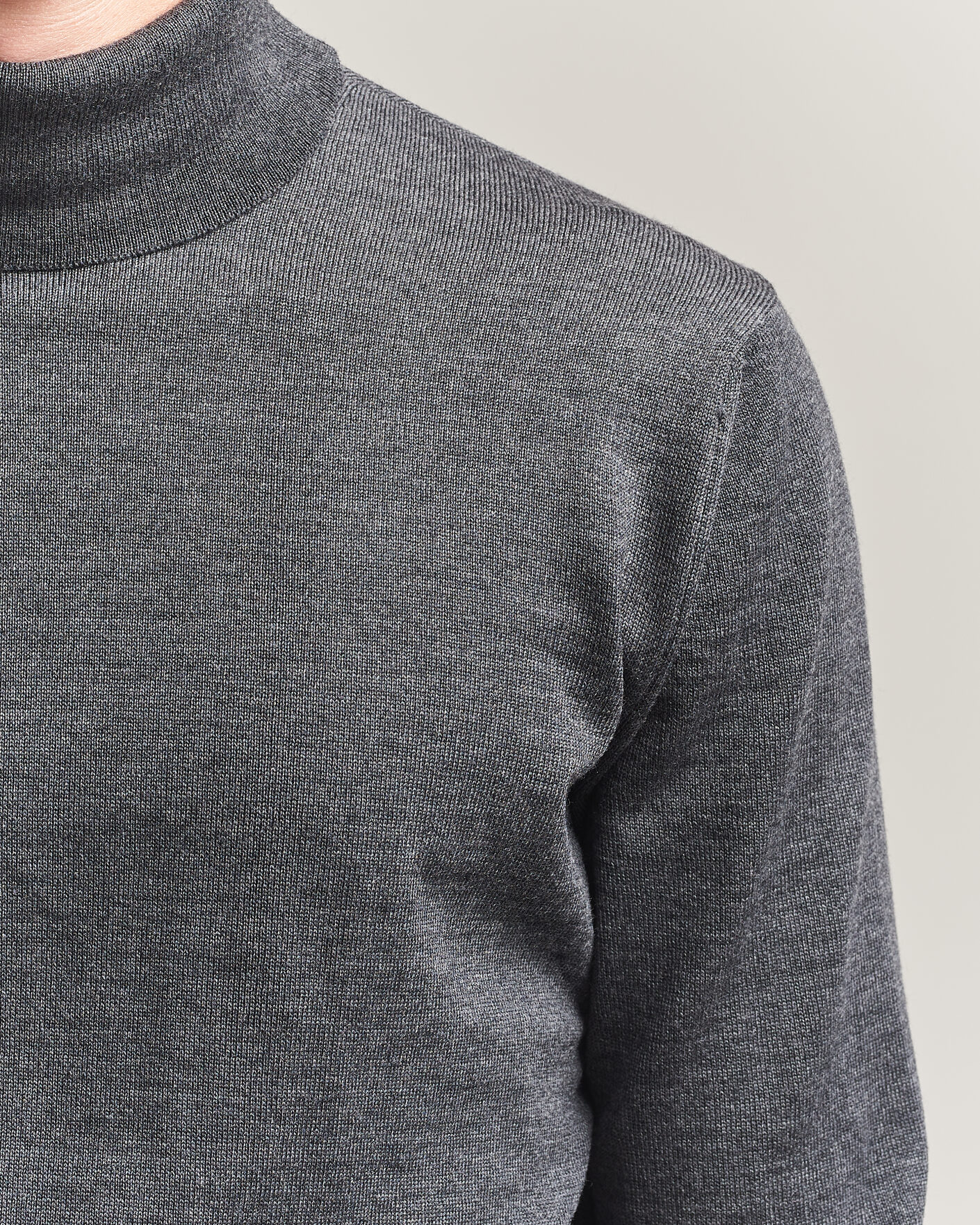 Hombres | Jerséis y prendas de punto | Stenströms | Merino Rollneck Dark Grey