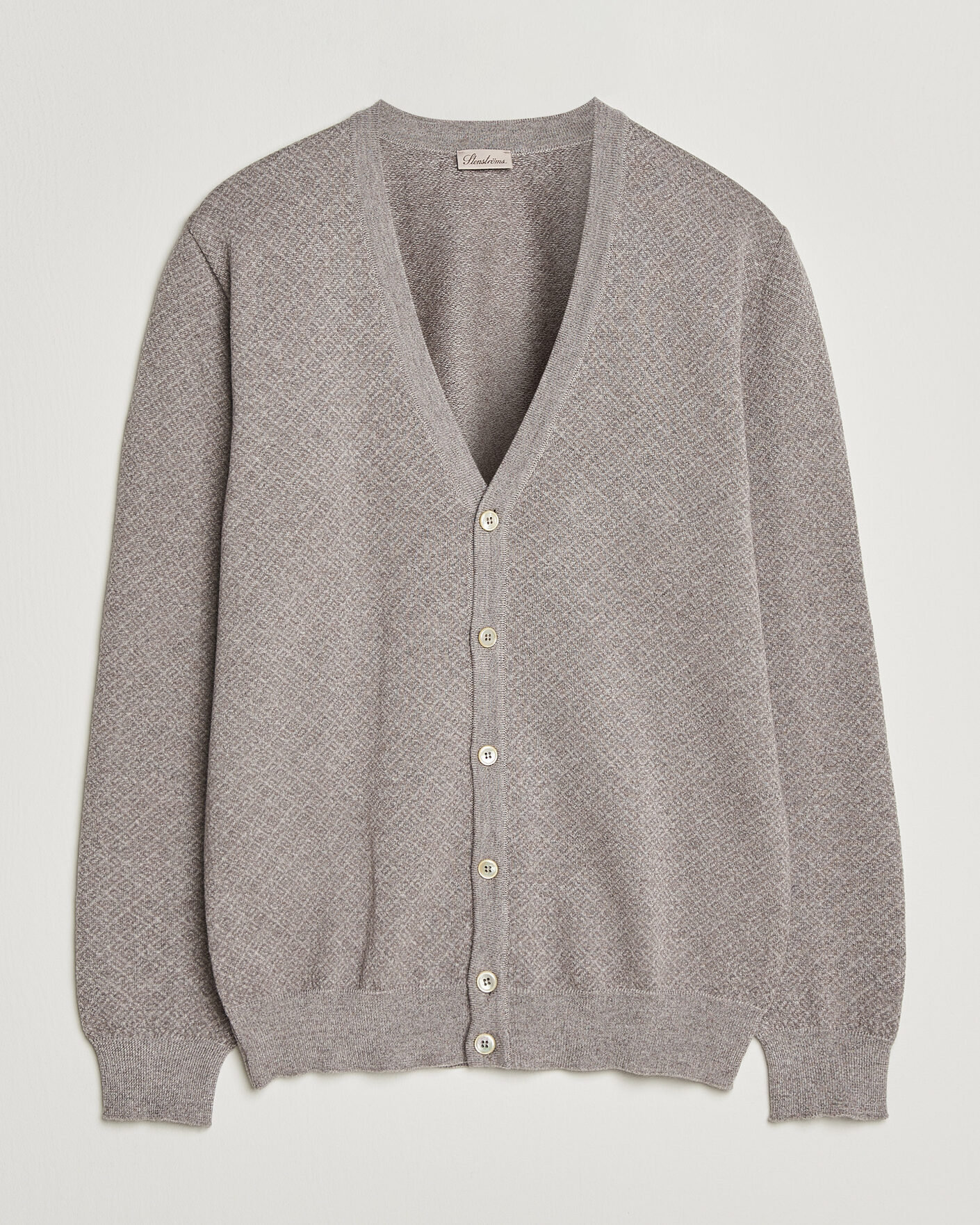 Hombres | Jerséis y prendas de punto | Stenströms | Merino Jaquard Cardigan Beige