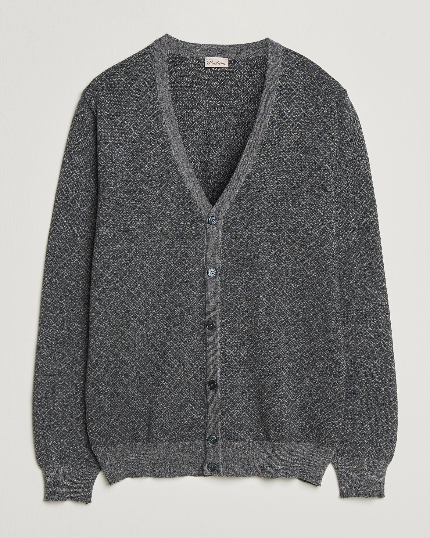 Hombres | Jerséis y prendas de punto | Stenströms | Merino Jaquard Cardigan Dark Grey