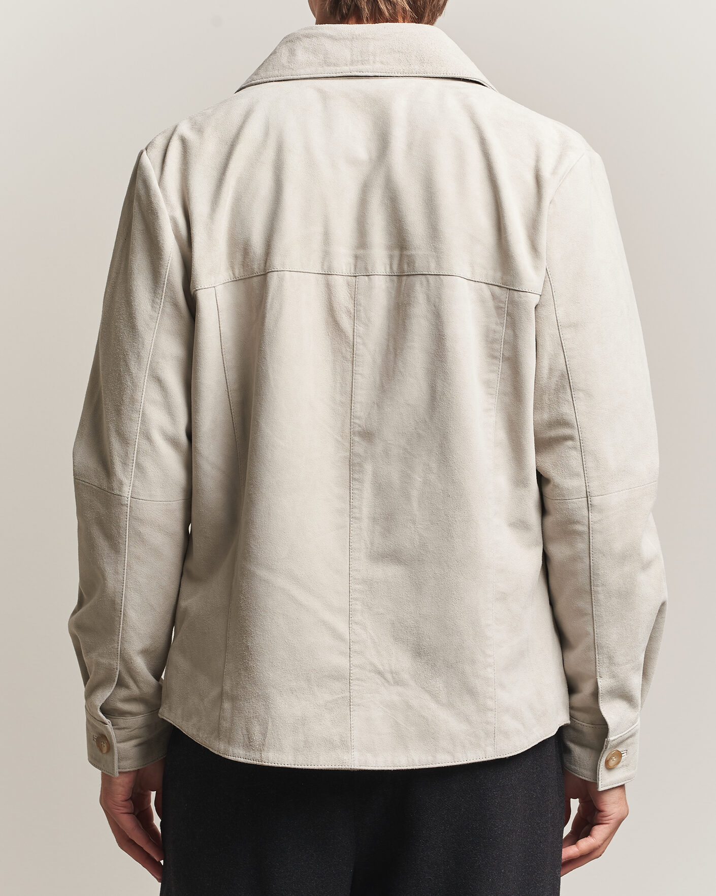 Hombres | Camisas | Stenströms | Goat Suede Overshirt Light Grey