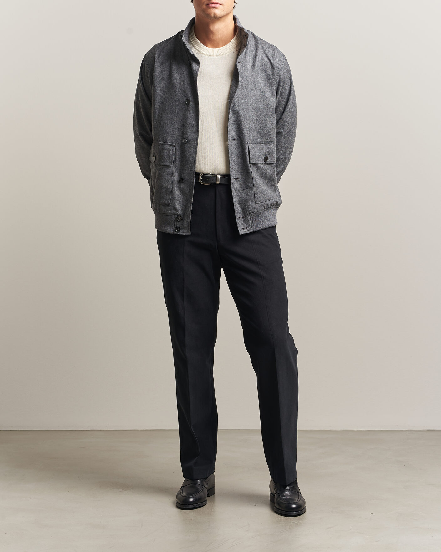 Hombres | Abrigos y chaquetas | Stenströms | Flannel Bomber Jacket Grey