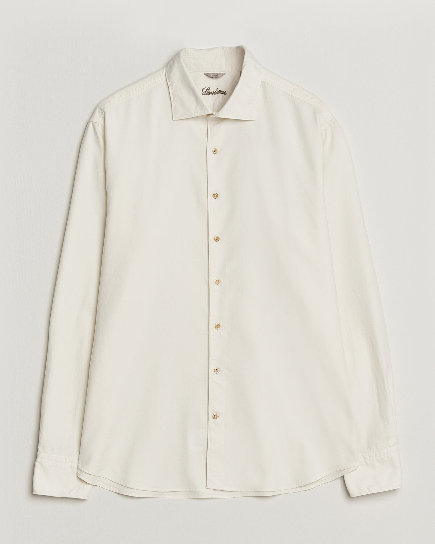 Hombres | Camisas | Stenströms | Regular Fit Cut Away Flannel Shirt Off White