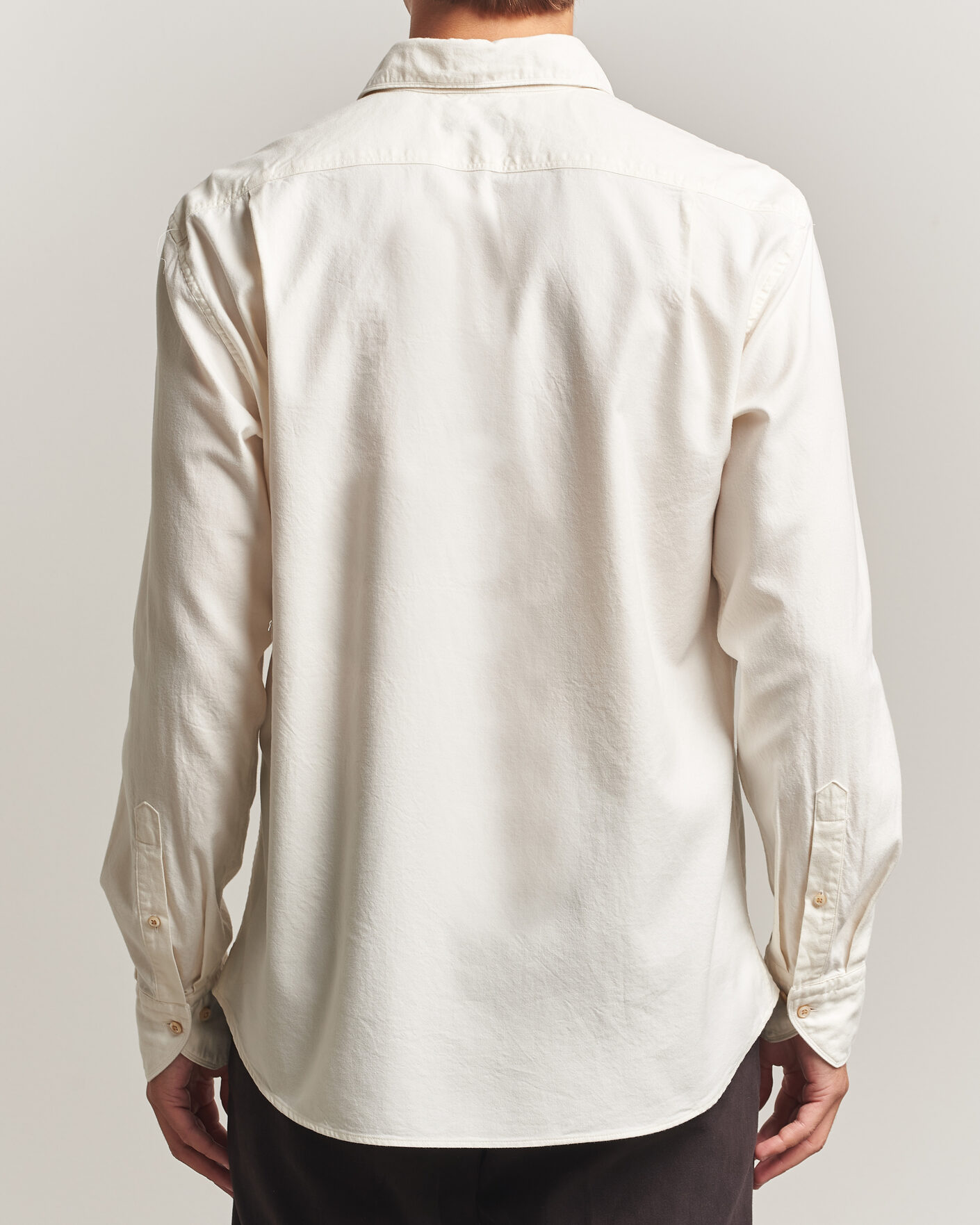 Hombres | Camisas | Stenströms | Regular Fit Cut Away Flannel Shirt Off White