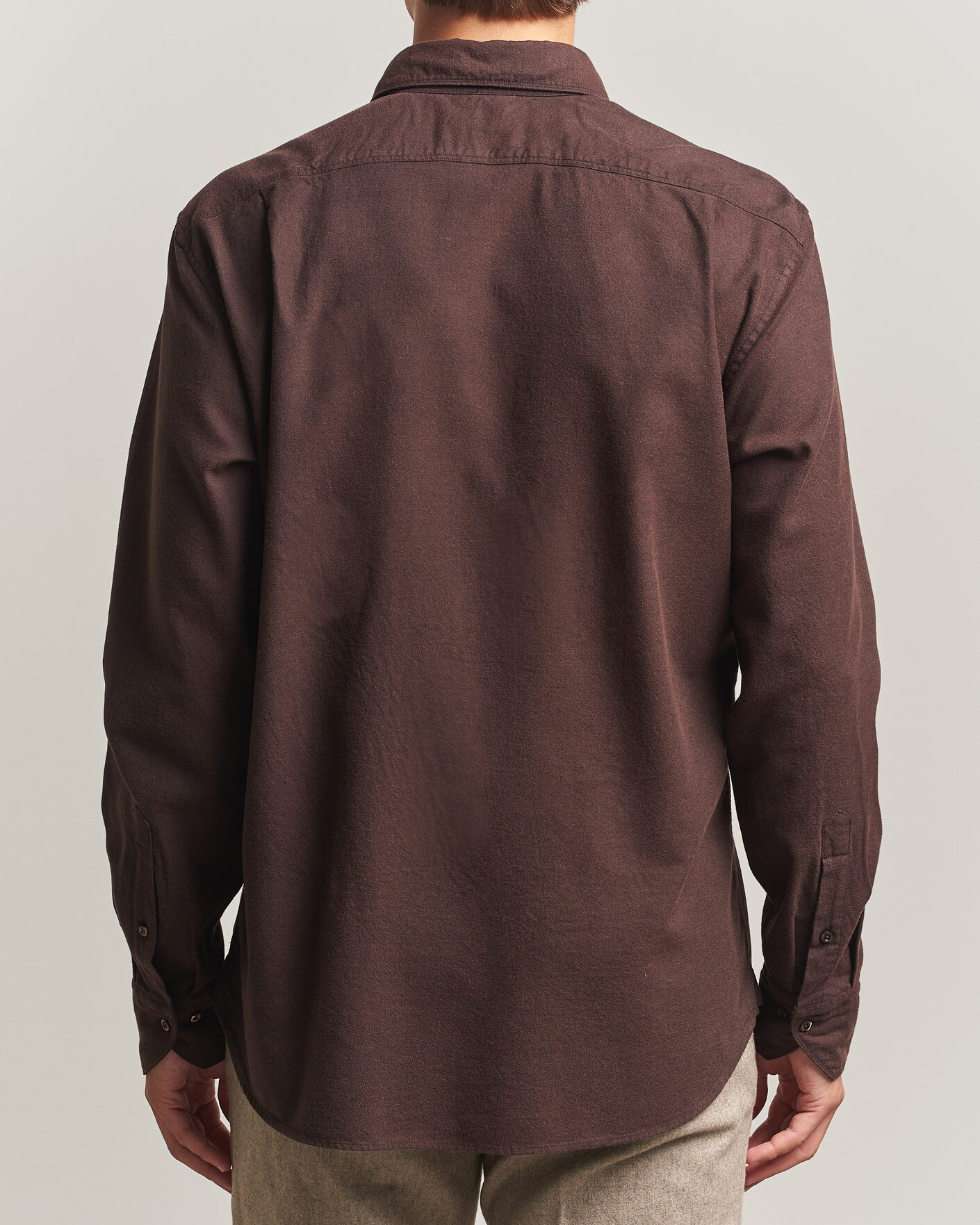 Hombres | Camisas | Stenströms | Regular Fit Cut Away Flannel Shirt Brown