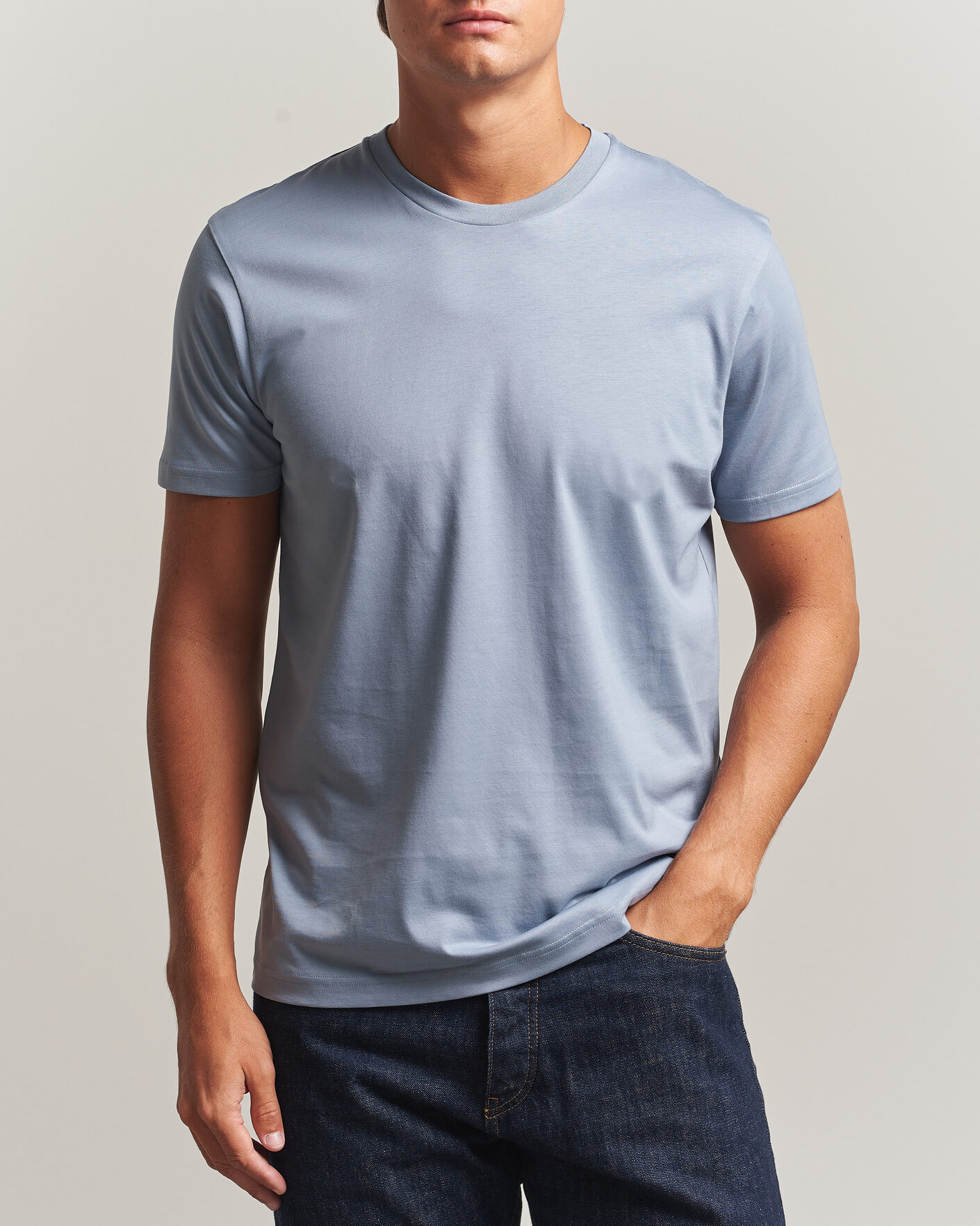 Hombres | Camisetas | Sunspel | Riviera Midweight T-Shirt Powder Blue