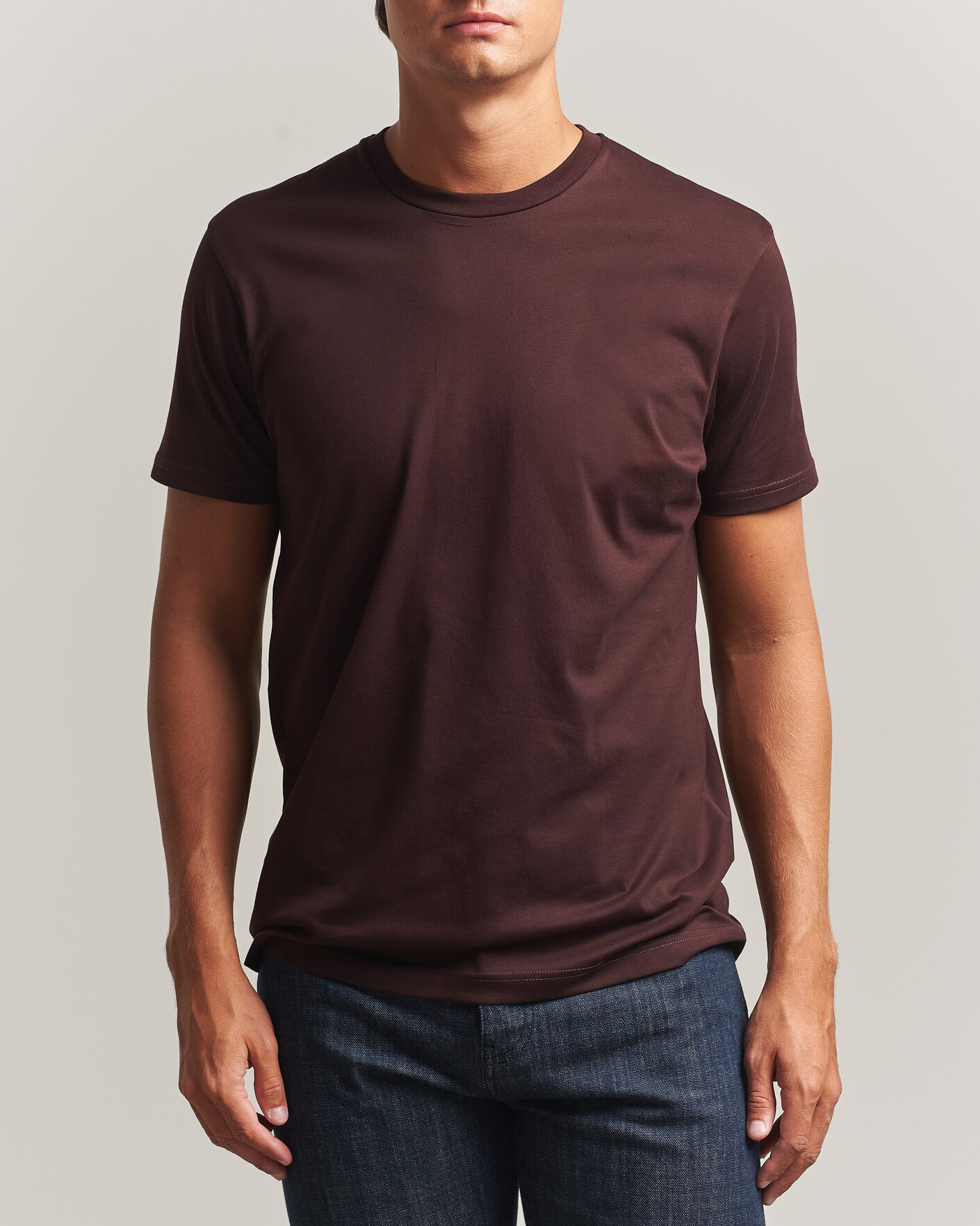 Hombres | Camisetas | Sunspel | Riviera Midweight T-Shirt Dark Brown