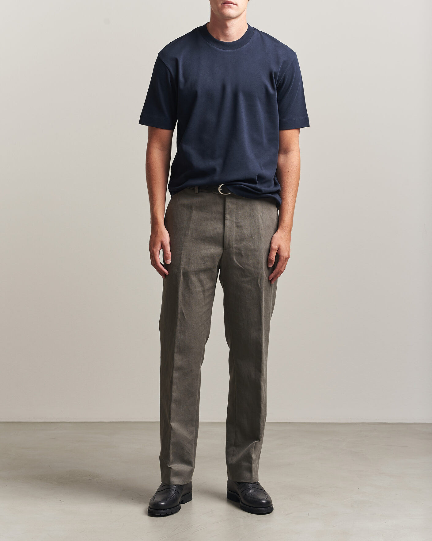 Hombres | Camisetas | Sunspel | Heavy Weight Supima Cotton T-Shirt Midnight Navy