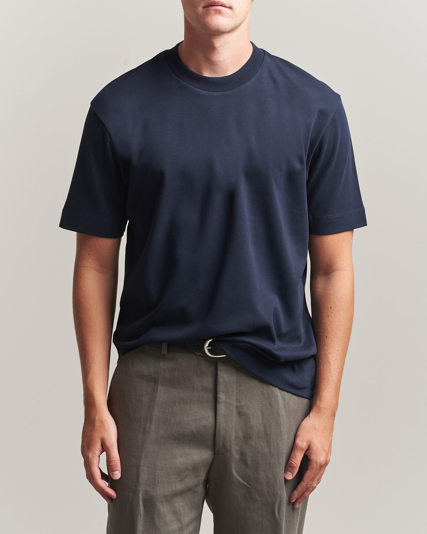 Hombres | Camisetas | Sunspel | Heavy Weight Supima Cotton T-Shirt Midnight Navy