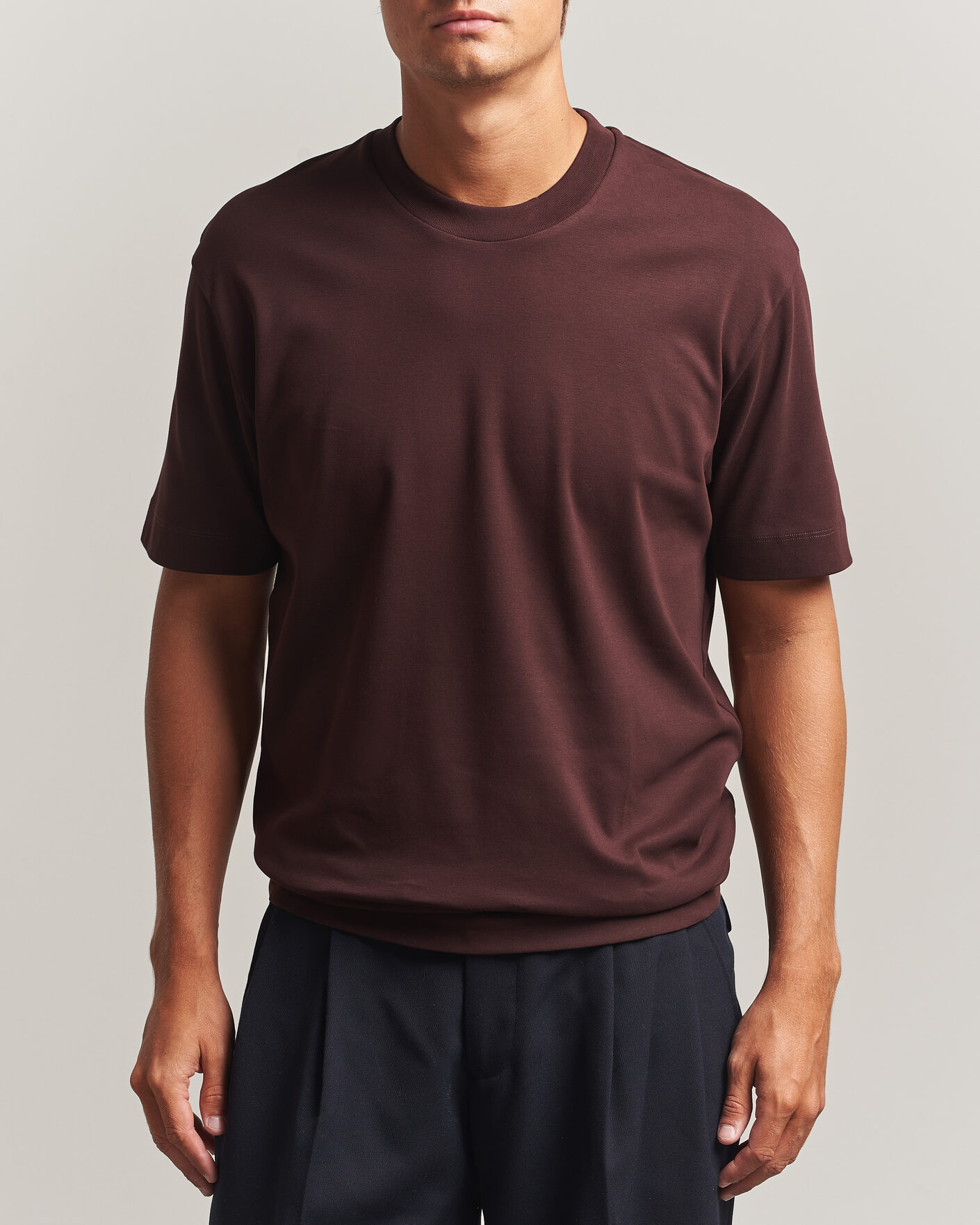 Hombres | Camisetas | Sunspel | Heavy Weight Supima Cotton T-Shirt Dark Brown