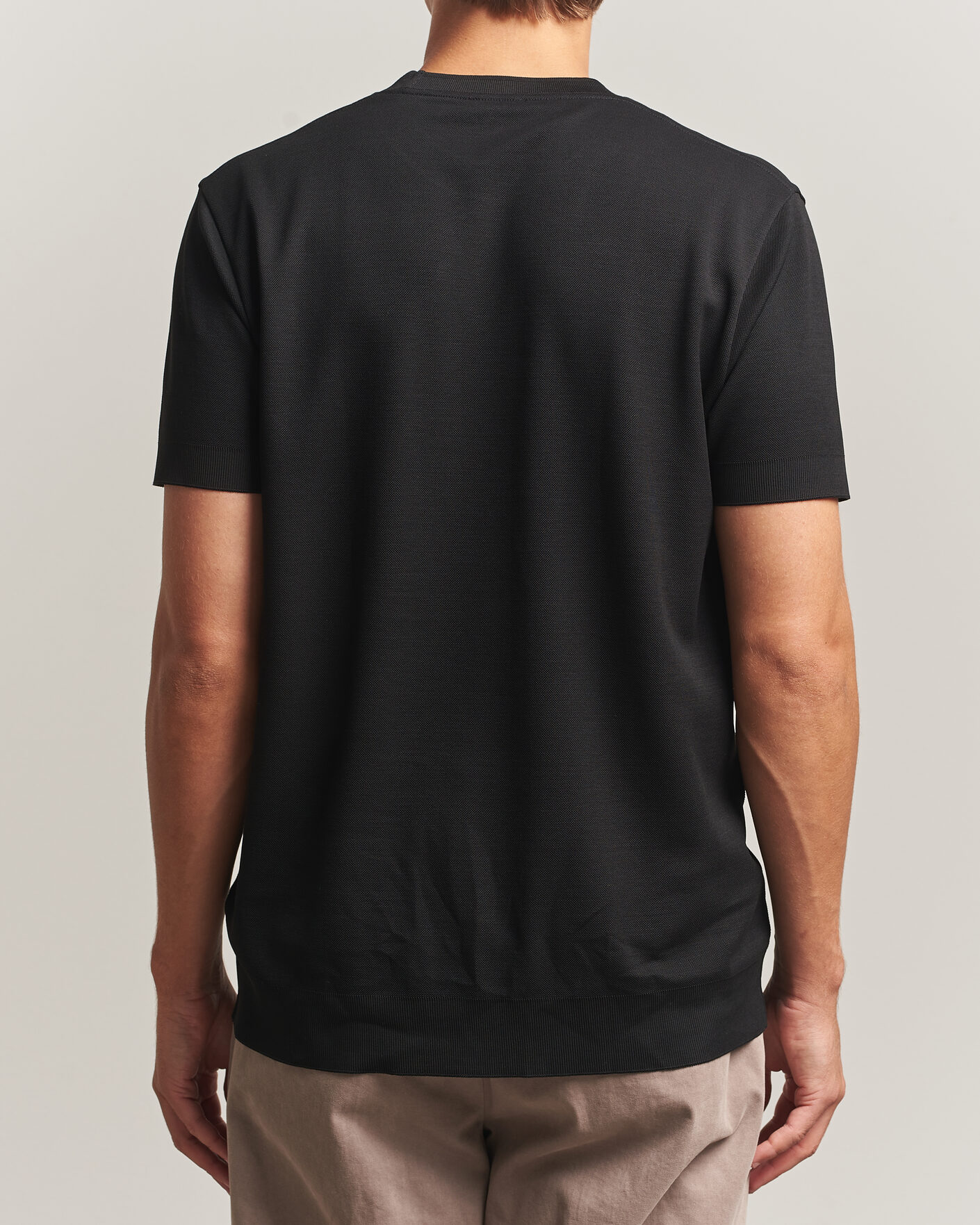 Hombres | Camisetas | Sunspel | Cotton Piquet T-Shirt Black