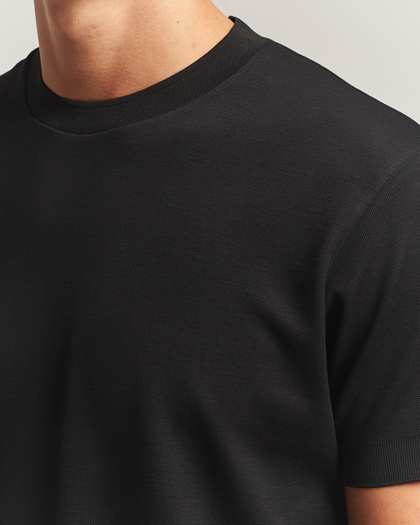 Hombres | Camisetas | Sunspel | Cotton Piquet T-Shirt Black