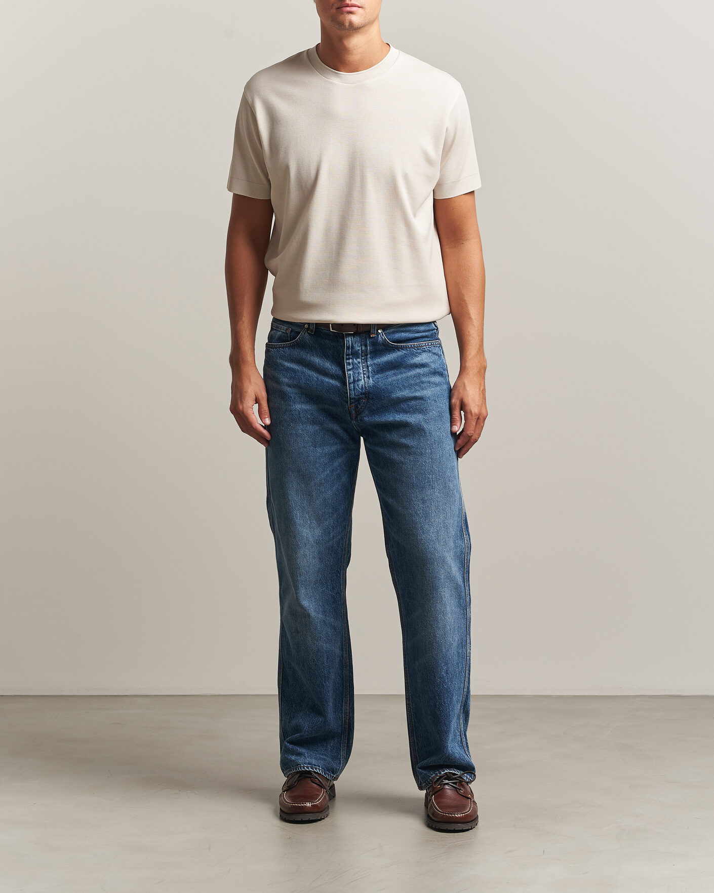 Hombres | Camisetas | Sunspel | Cotton Piquet T-Shirt Swansdown