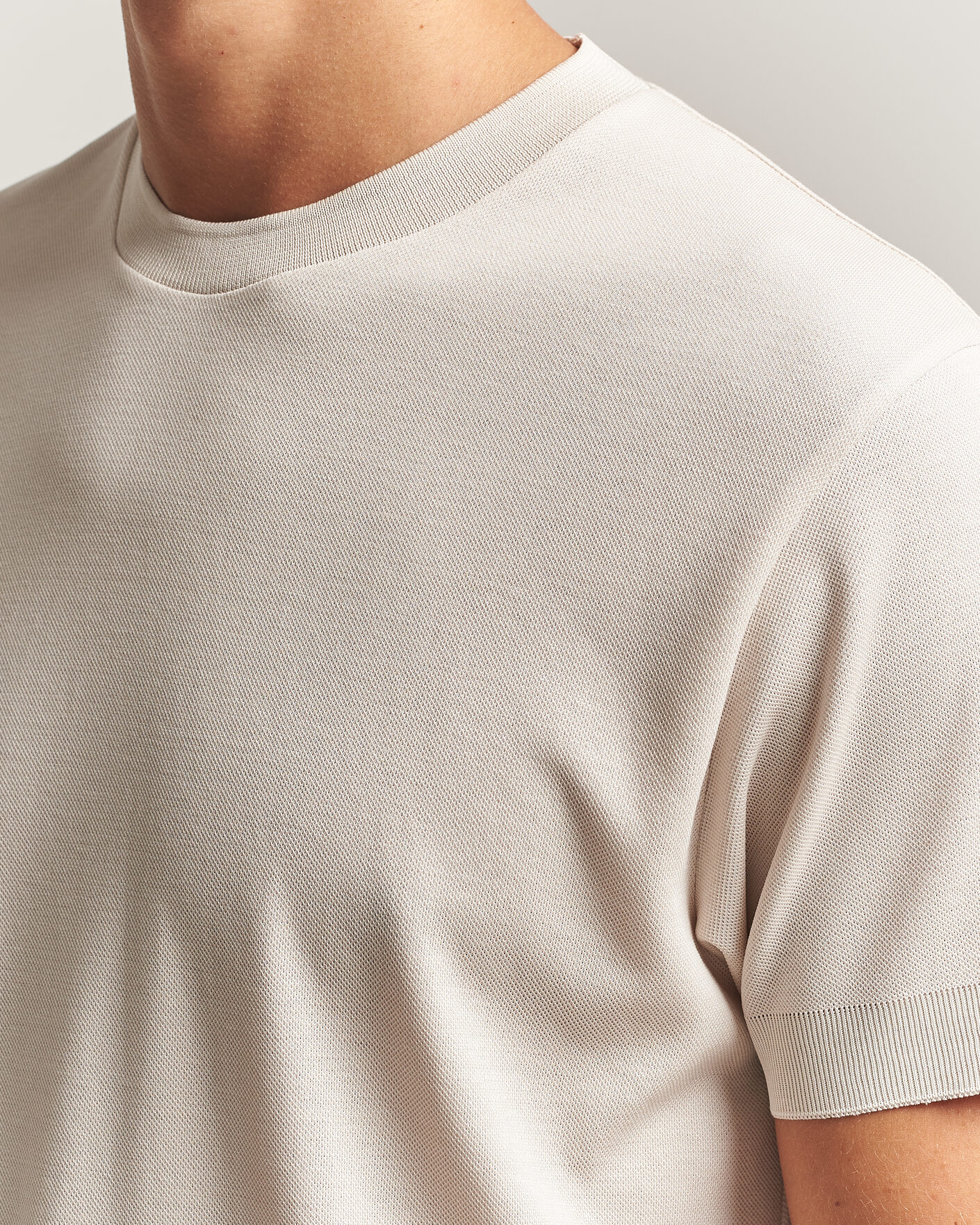 Hombres | Camisetas | Sunspel | Cotton Piquet T-Shirt Swansdown