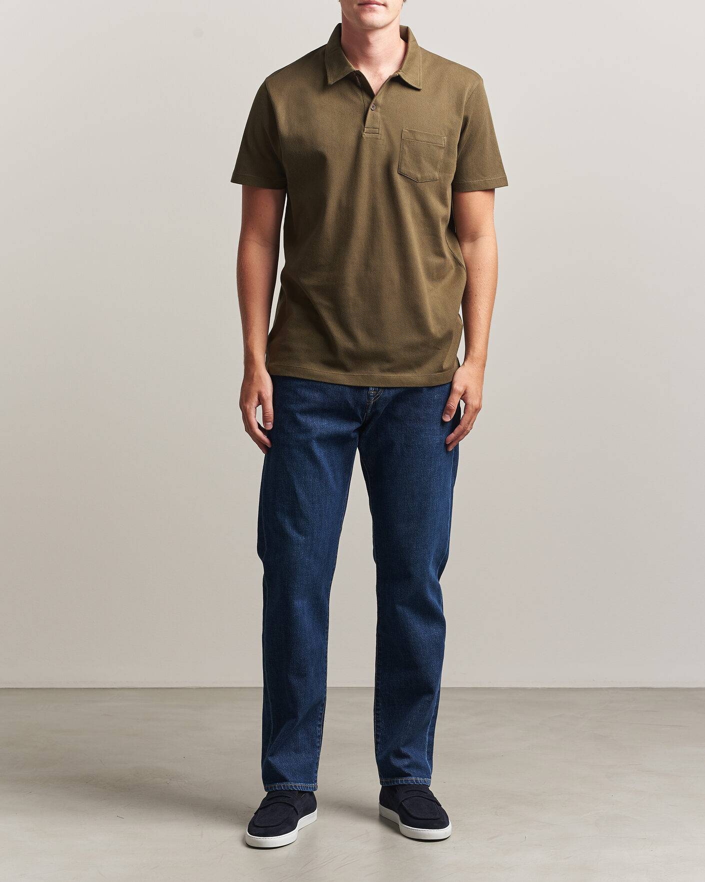 Hombres | Polos | Sunspel | Riviera Polo Shirt Loden Green