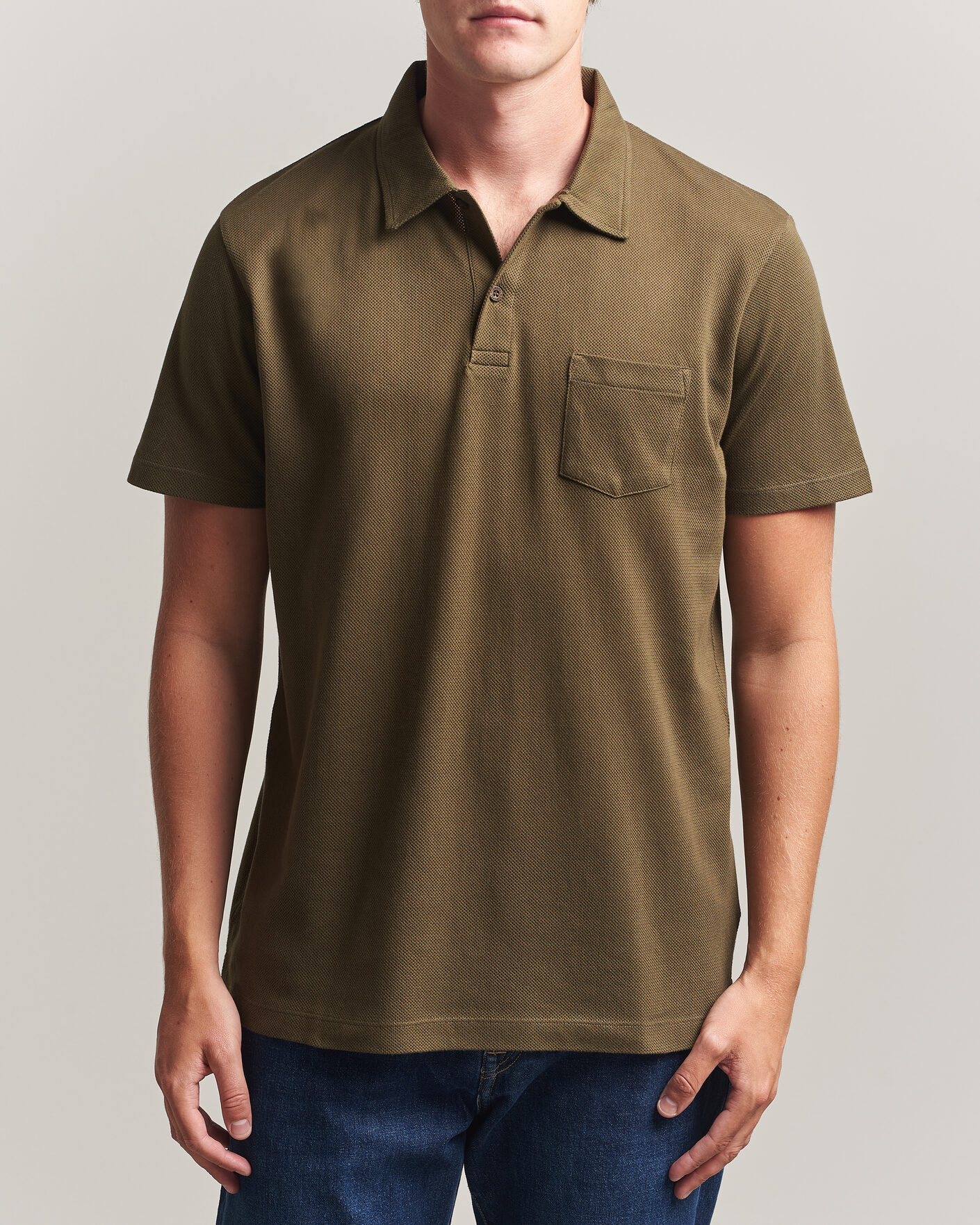 Hombres | Polos | Sunspel | Riviera Polo Shirt Loden Green
