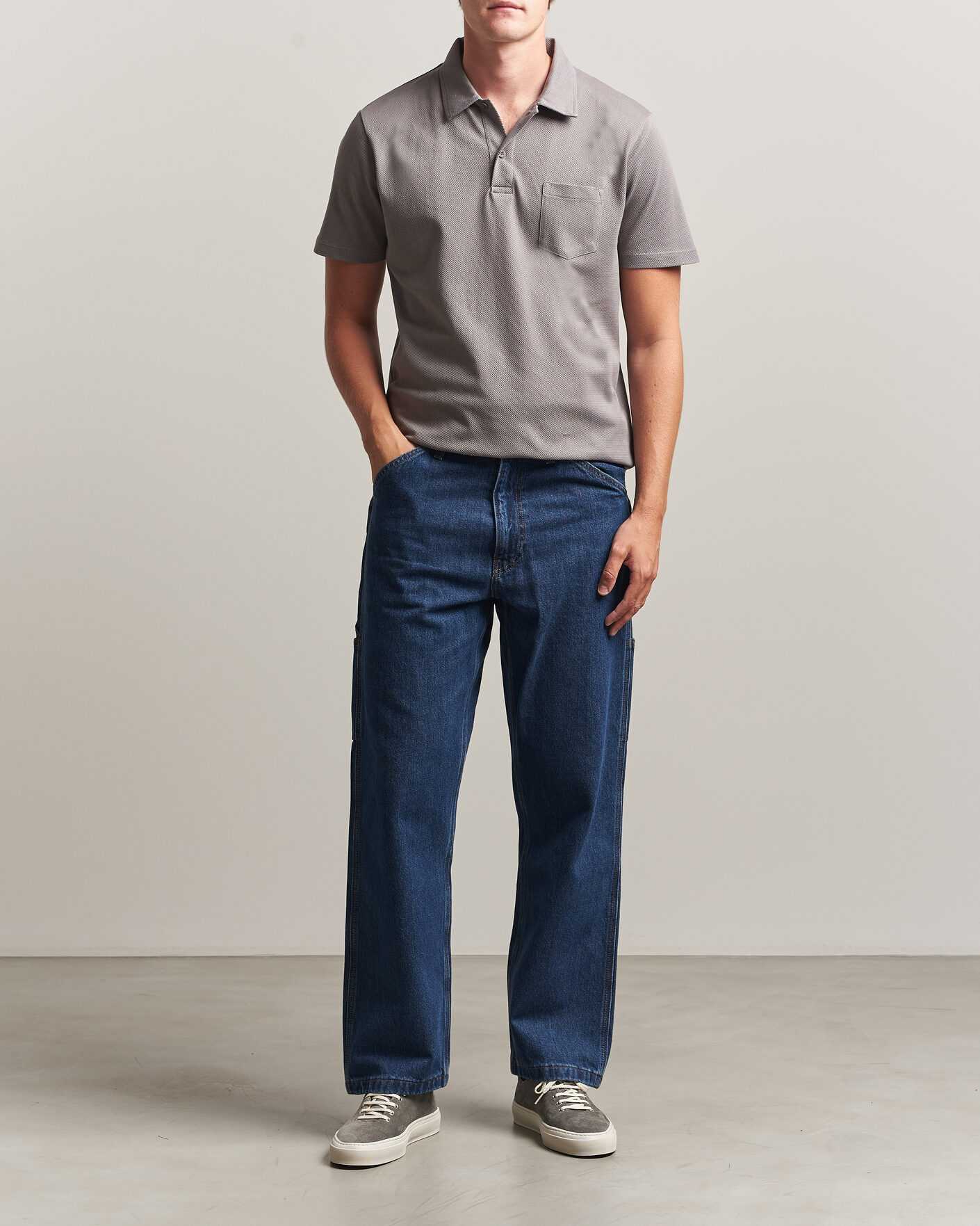 Hombres | Polos | Sunspel | Riviera Polo Shirt Smoke Grey