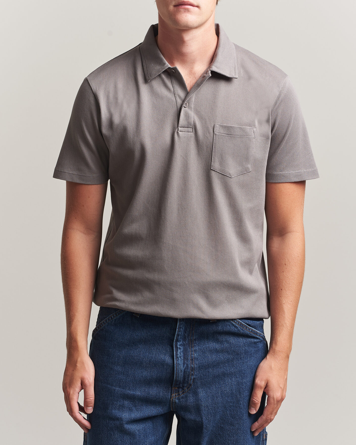 Hombres | Polos | Sunspel | Riviera Polo Shirt Smoke Grey