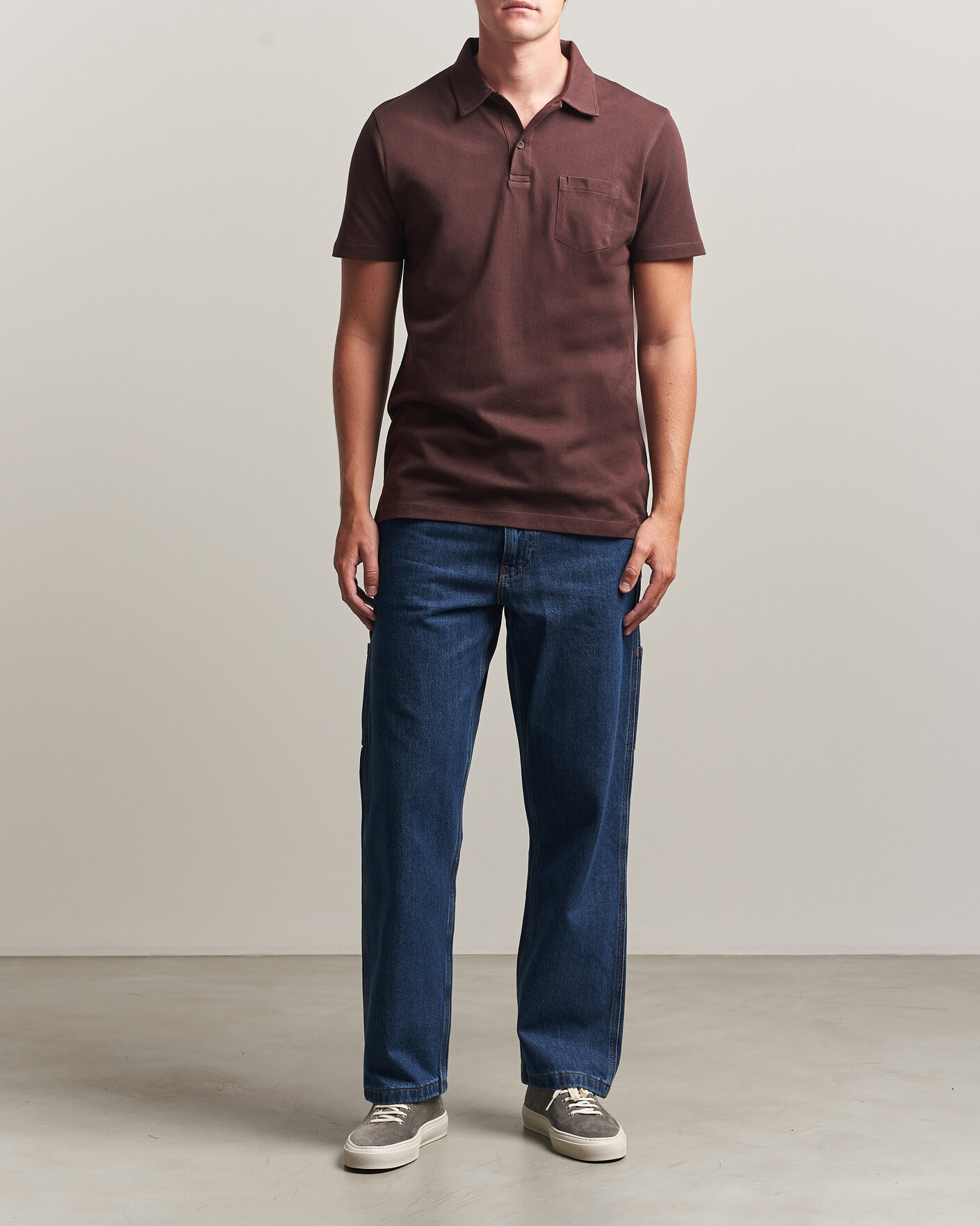 Hombres | Polos | Sunspel | Riviera Polo Shirt Dark Brown