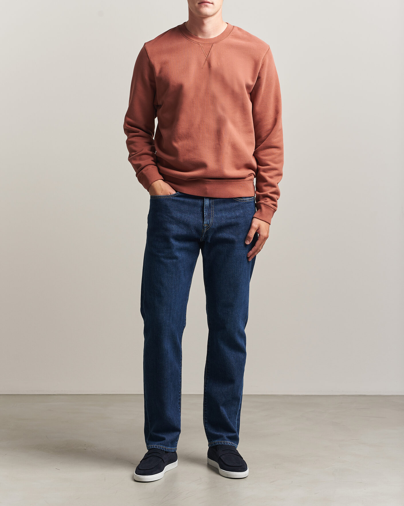 Hombres | Jerséis y prendas de punto | Sunspel | Loopback Sweatshirt Dark Tabacco