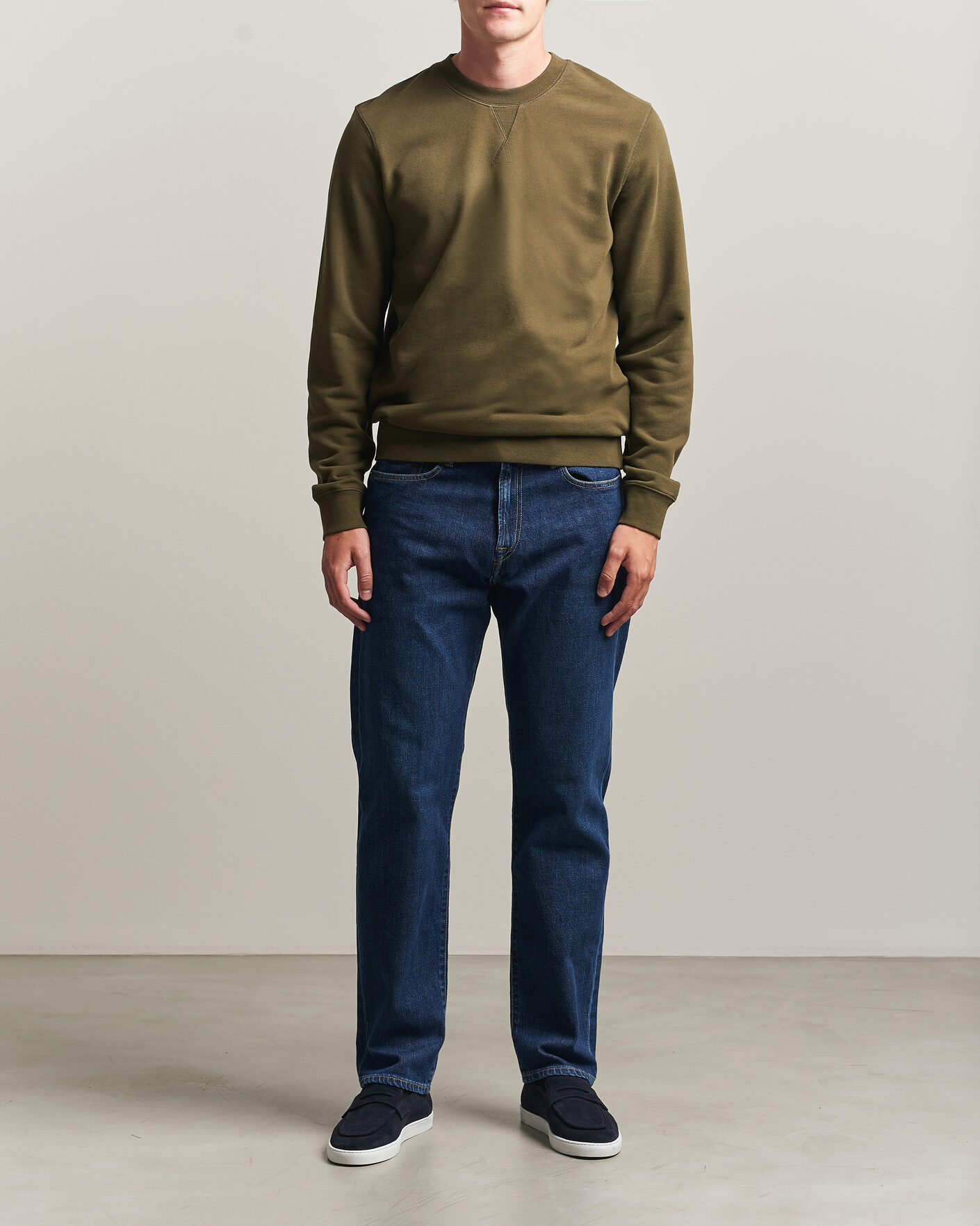 Hombres | Jerséis y prendas de punto | Sunspel | Loopback Sweatshirt Loden Green