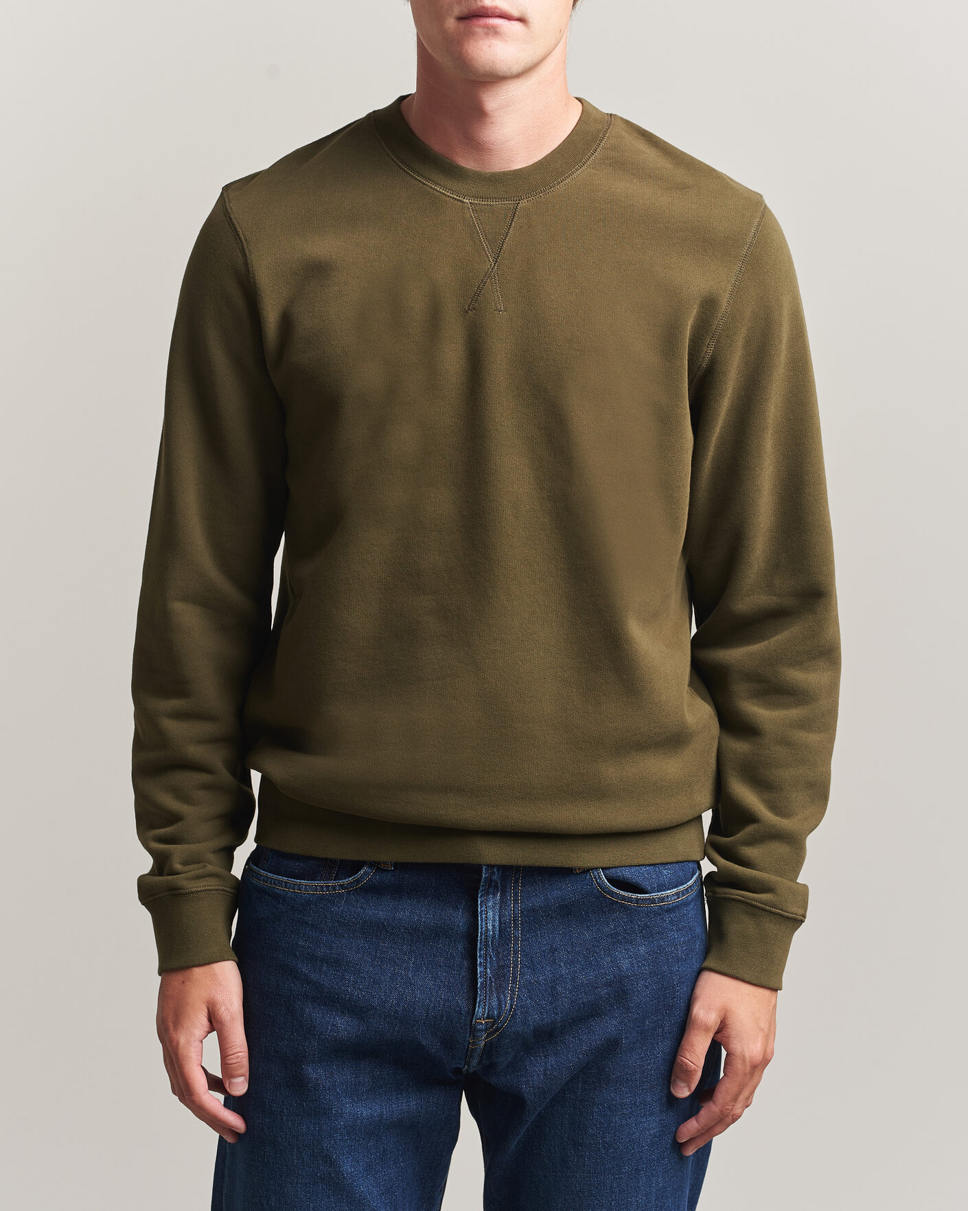 Hombres | Jerséis y prendas de punto | Sunspel | Loopback Sweatshirt Loden Green