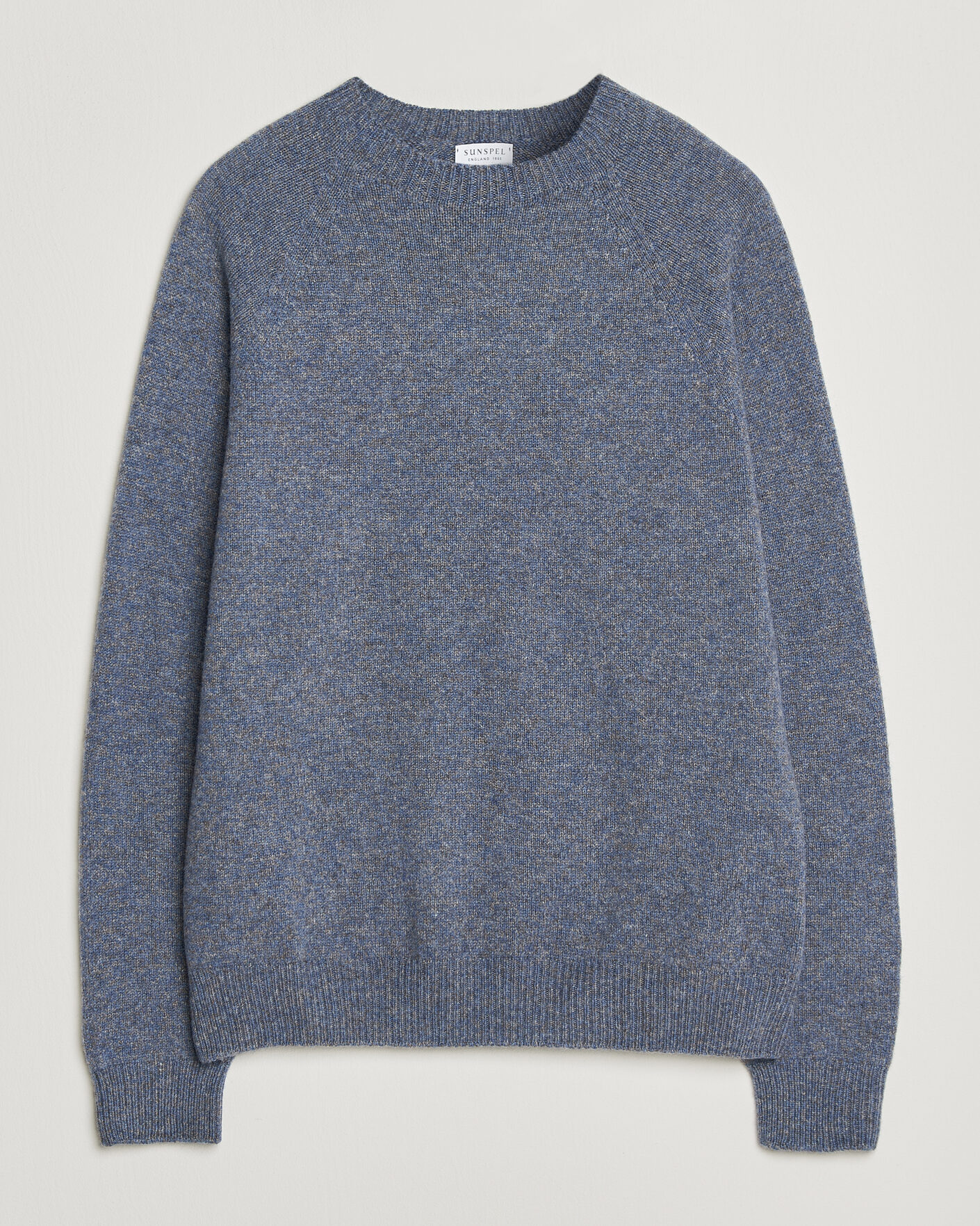 Hombres | Jerséis y prendas de punto | Sunspel | Lambswool Crew Neck Denim Twist