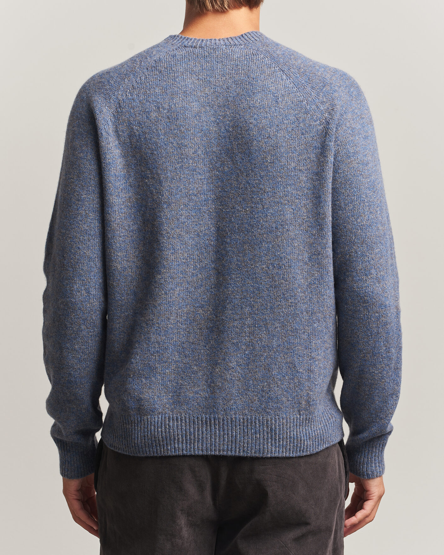 Hombres | Jerséis y prendas de punto | Sunspel | Lambswool Crew Neck Denim Twist