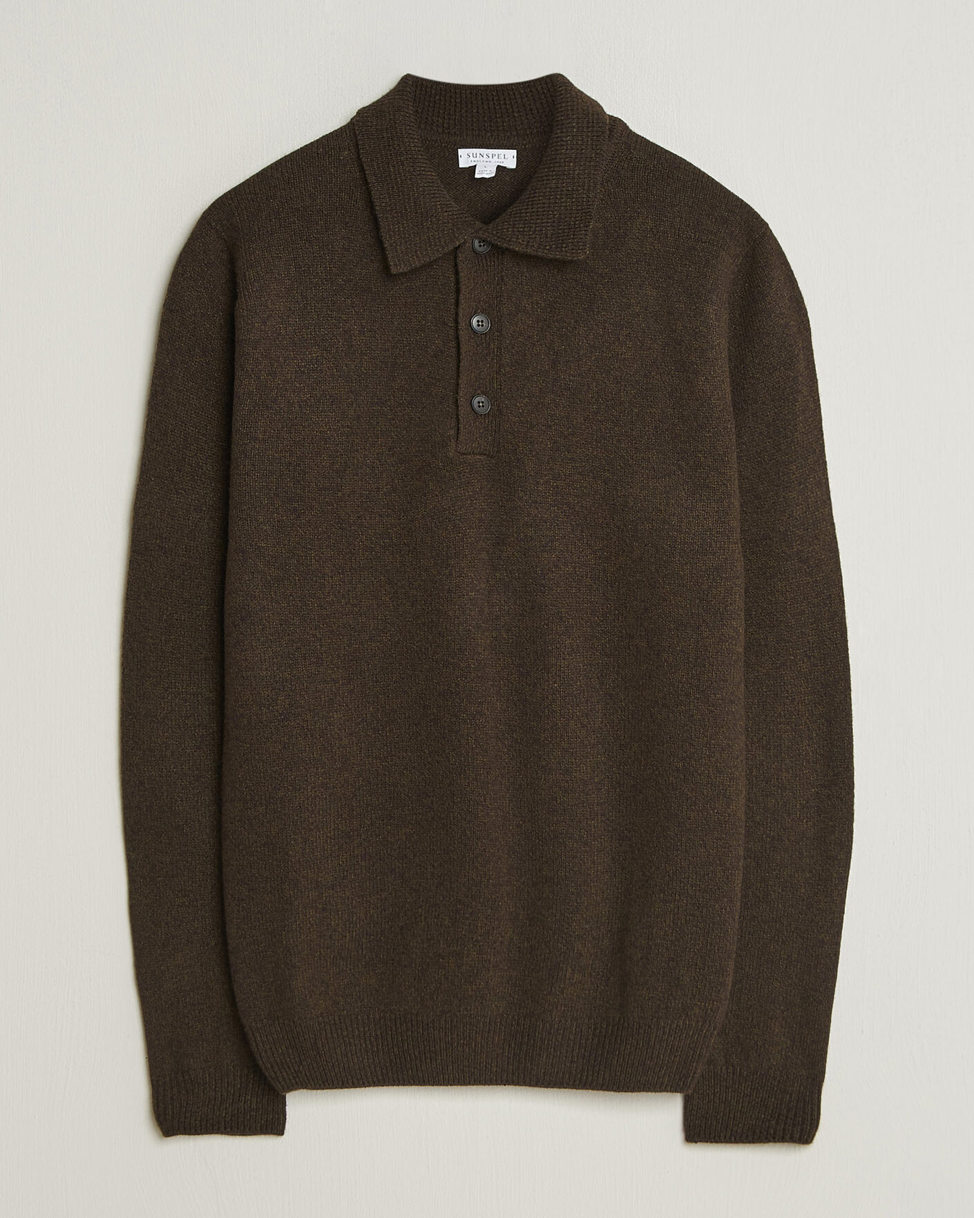 Hombres | Jerséis y prendas de punto | Sunspel | Lambswool Poloshirt Loden Twist