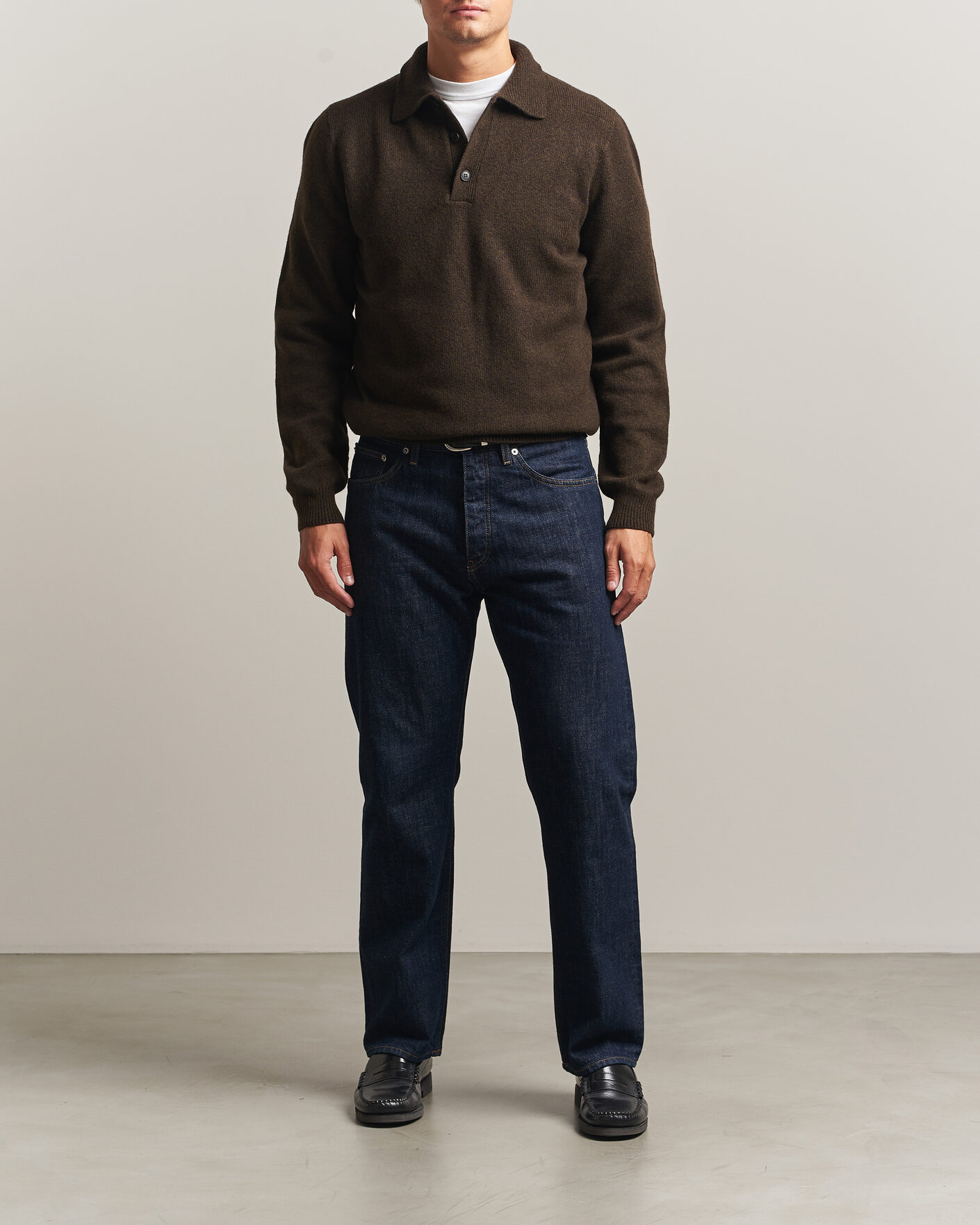 Hombres | Jerséis y prendas de punto | Sunspel | Lambswool Poloshirt Loden Twist