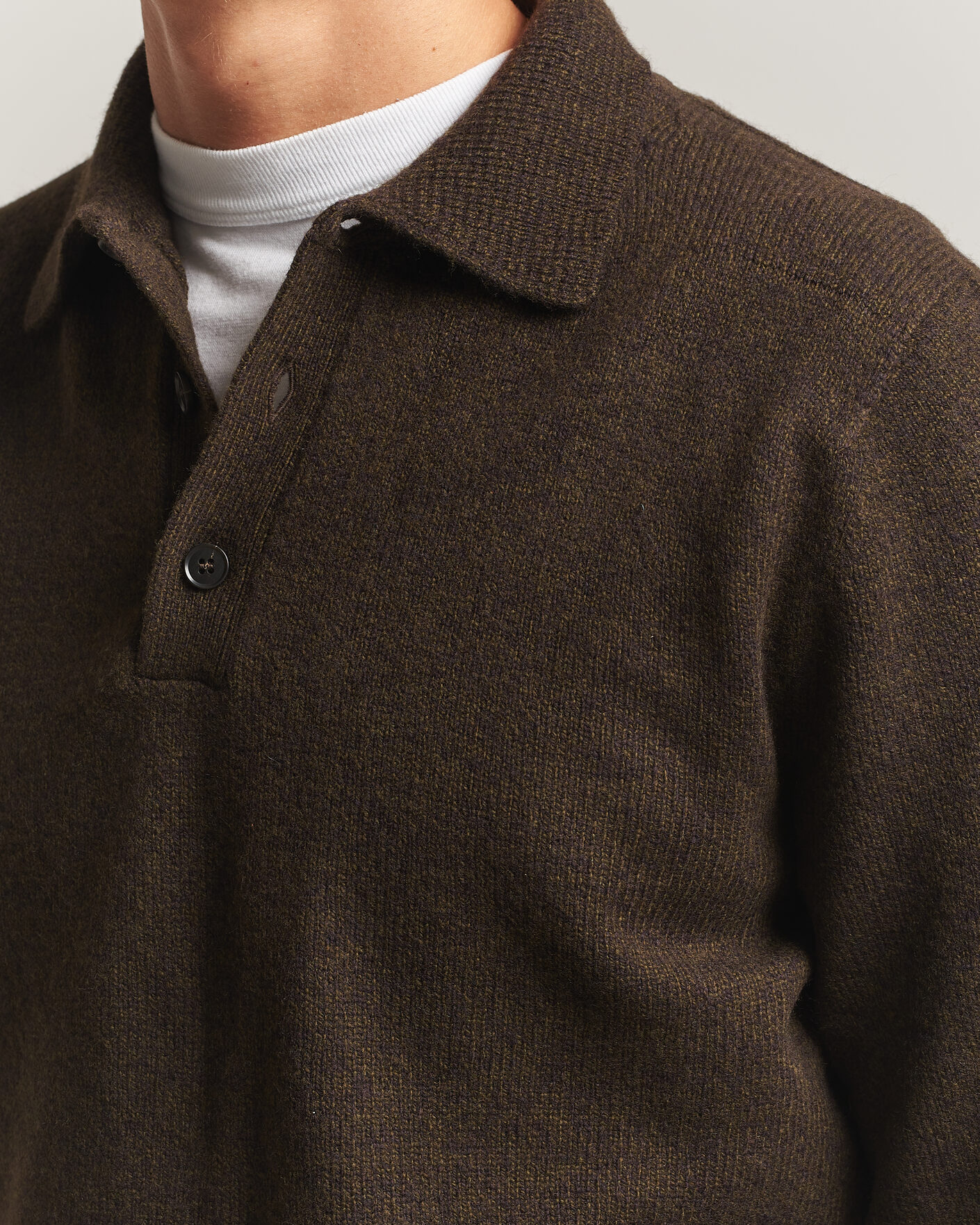 Hombres | Jerséis y prendas de punto | Sunspel | Lambswool Poloshirt Loden Twist