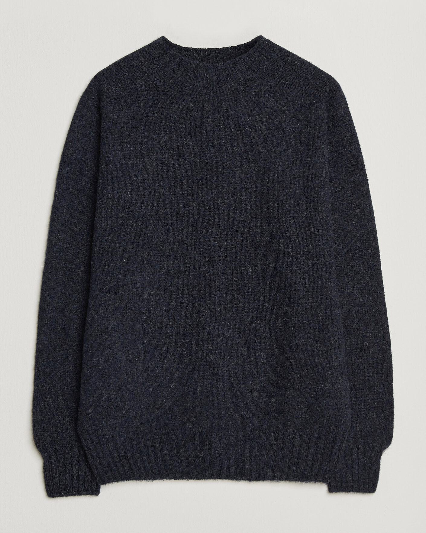Hombres | Jerséis y prendas de punto | Sunspel | Brushed Shetland Crew Neck Dark Navy