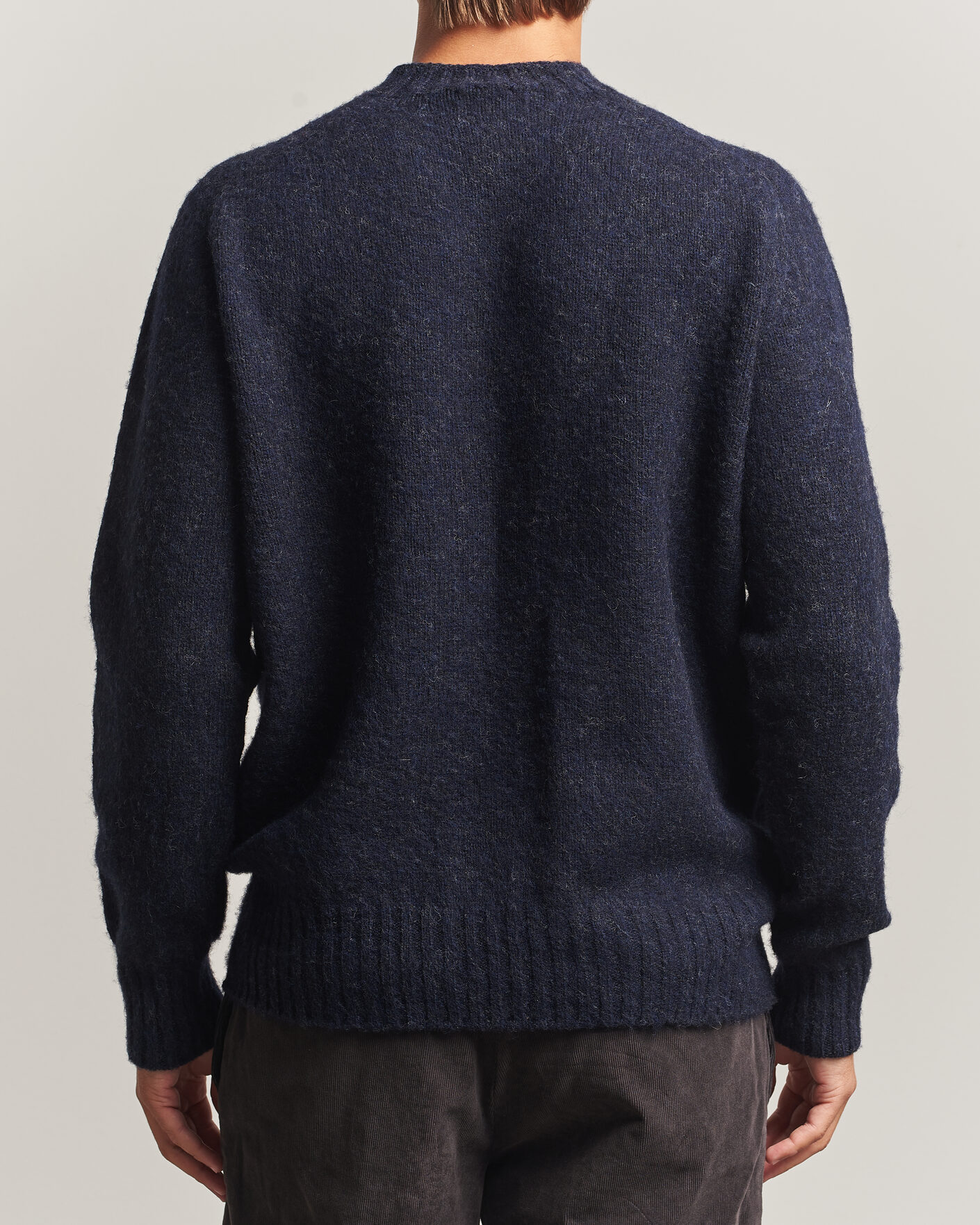 Hombres | Jerséis y prendas de punto | Sunspel | Brushed Shetland Crew Neck Dark Navy