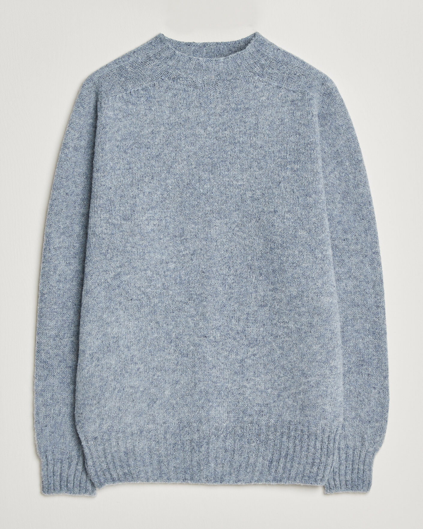 Hombres | Jerséis y prendas de punto | Sunspel | Brushed Shetland Crew Neck Powder Blue