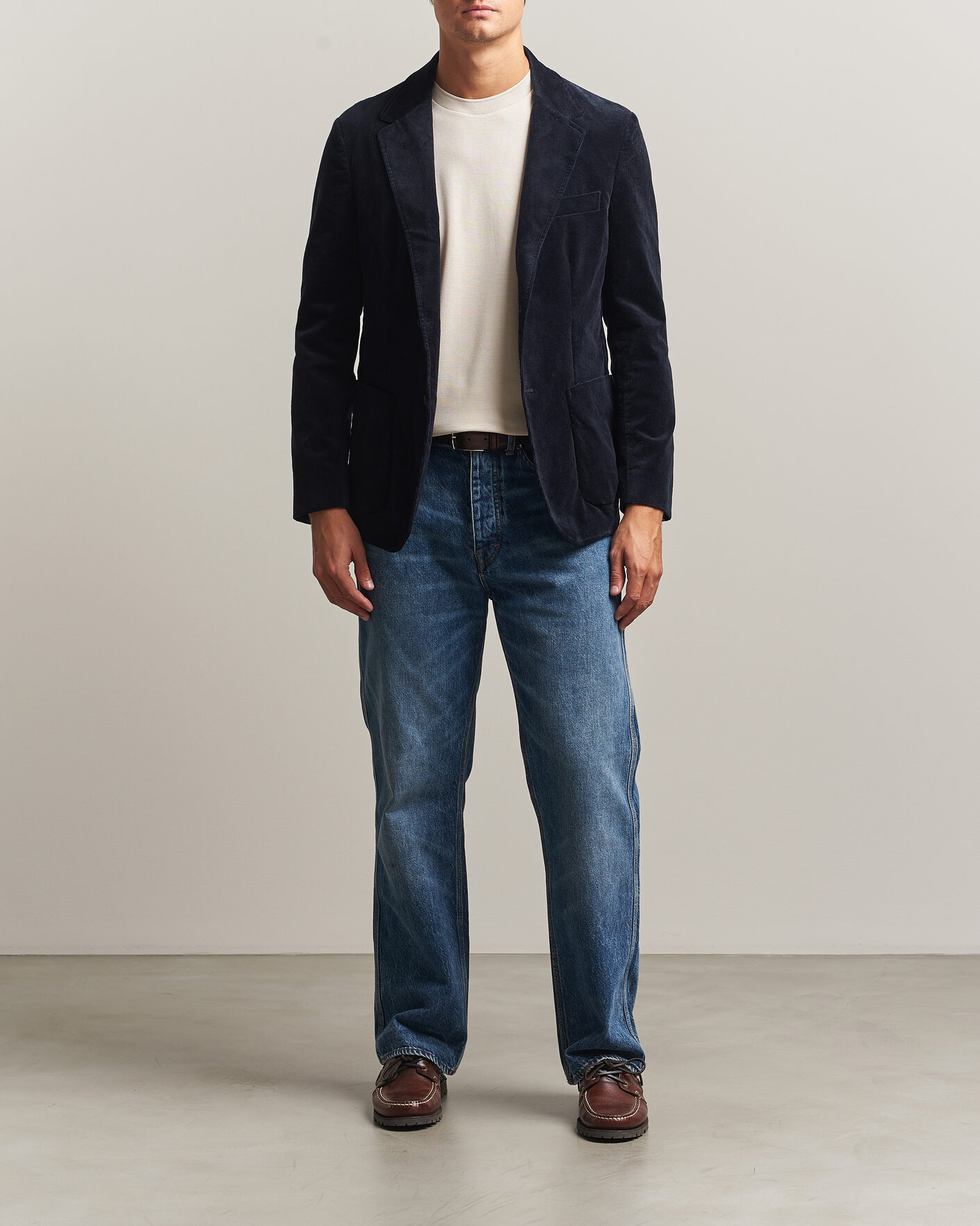 Hombres | Blazers | Sunspel | Relaxed Corduroy Blazer Navy