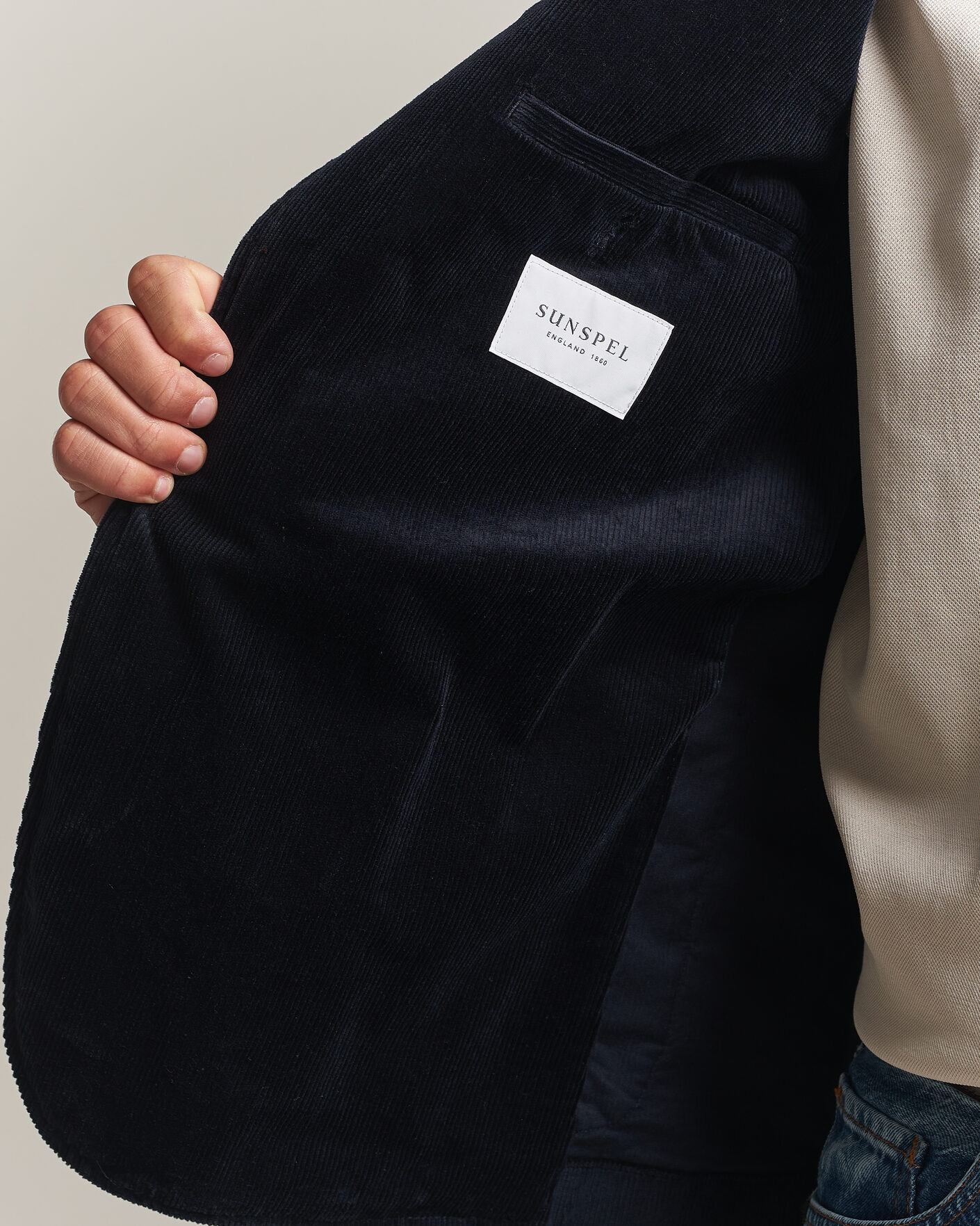 Hombres | Blazers | Sunspel | Relaxed Corduroy Blazer Navy