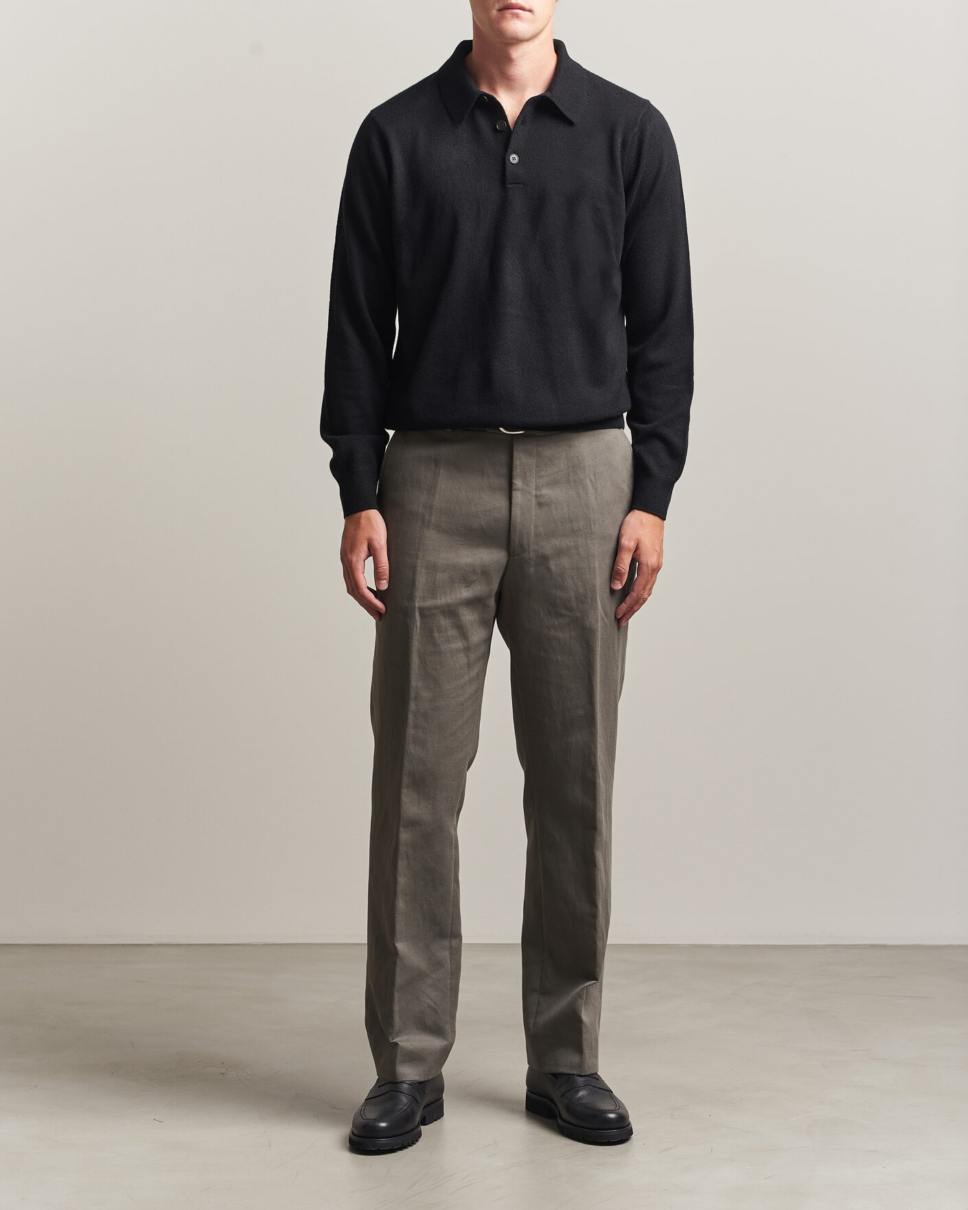 Hombres | Jerséis y prendas de punto | Sunspel | Cashmere Polo Black
