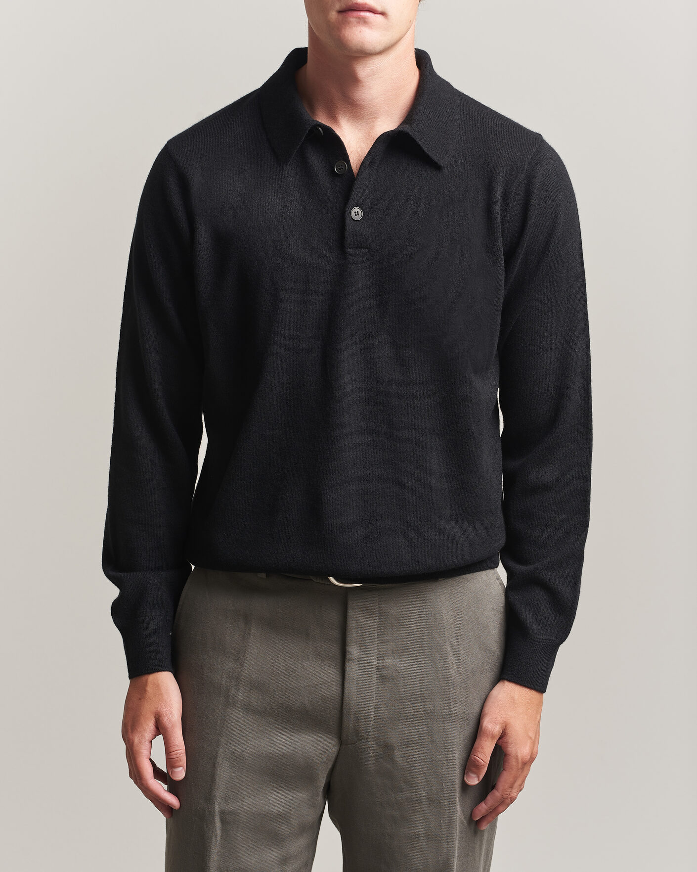 Hombres | Jerséis y prendas de punto | Sunspel | Cashmere Polo Black