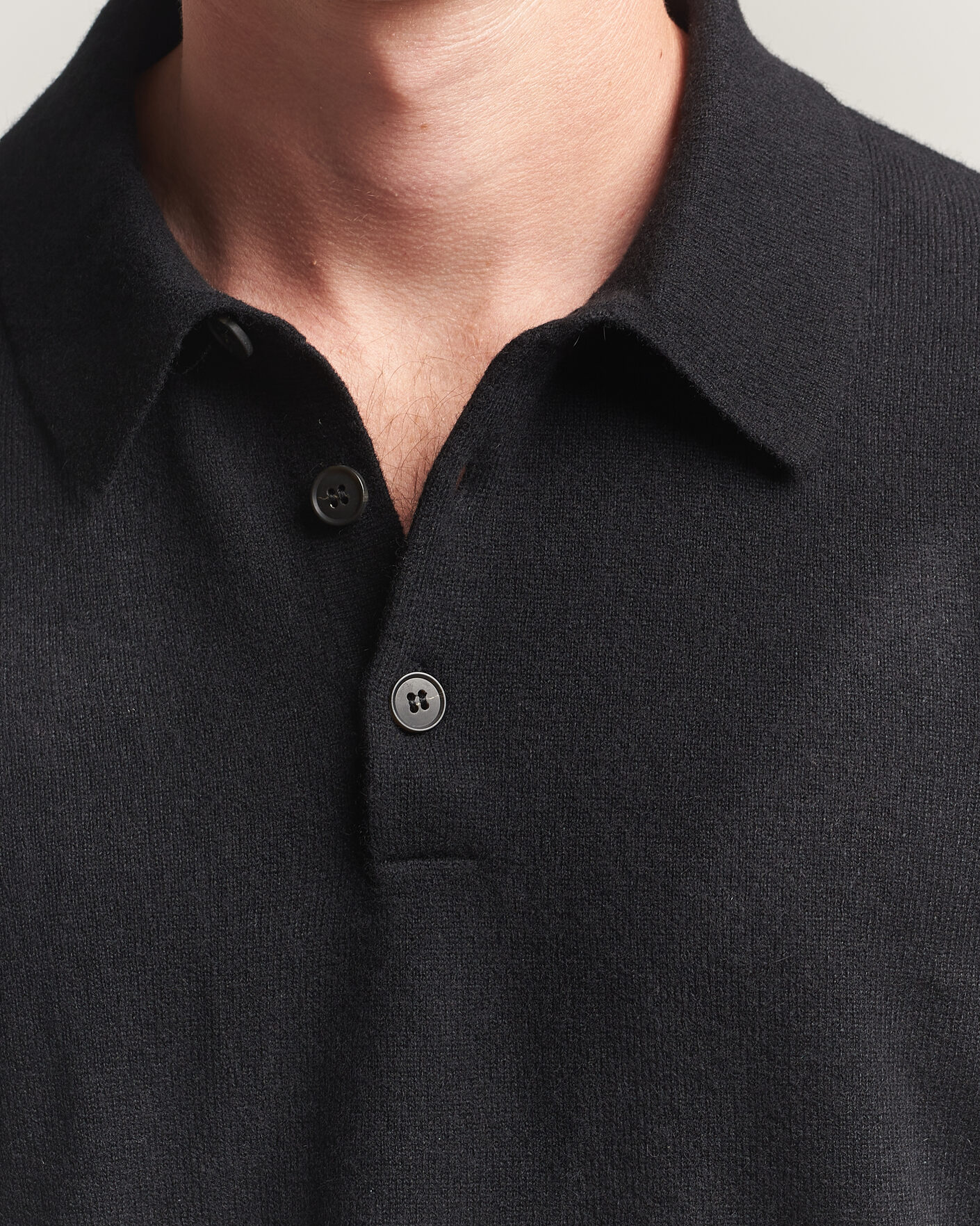 Hombres | Jerséis y prendas de punto | Sunspel | Cashmere Polo Black