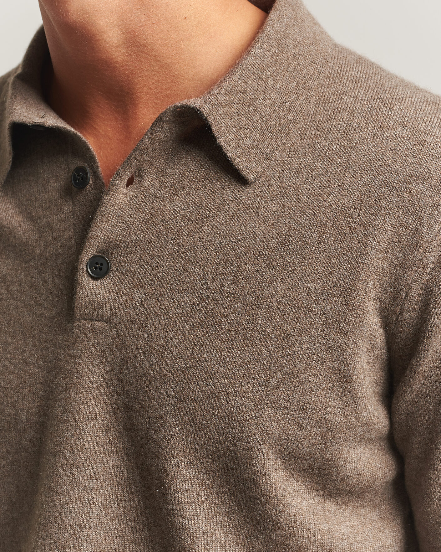 Hombres | Jerséis y prendas de punto | Sunspel | Cashmere Polo Taupe