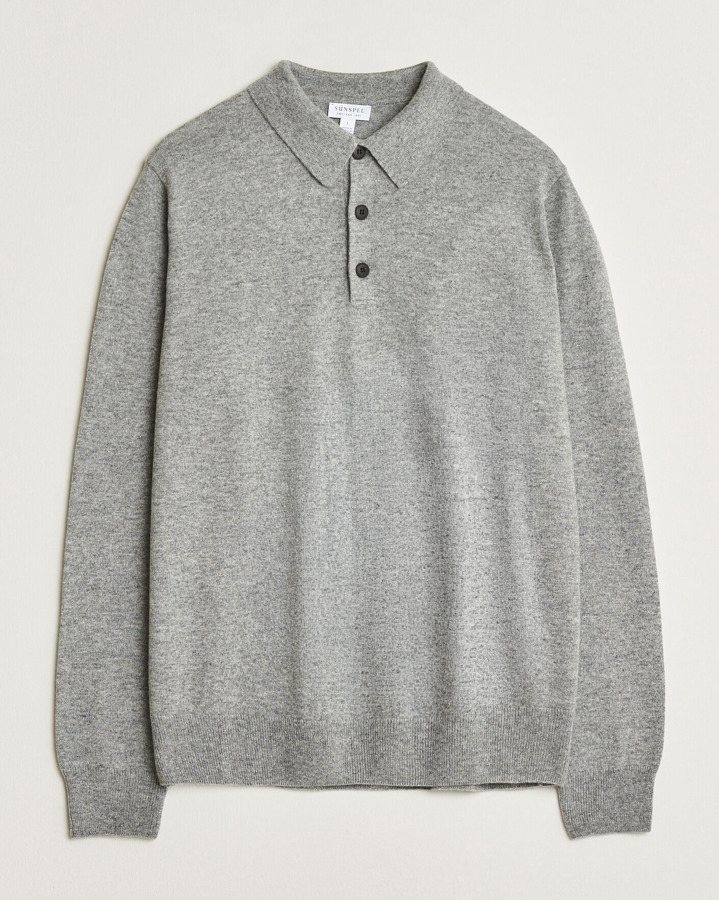 Hombres | Jerséis y prendas de punto | Sunspel | Cashmere Polo Grey Melange