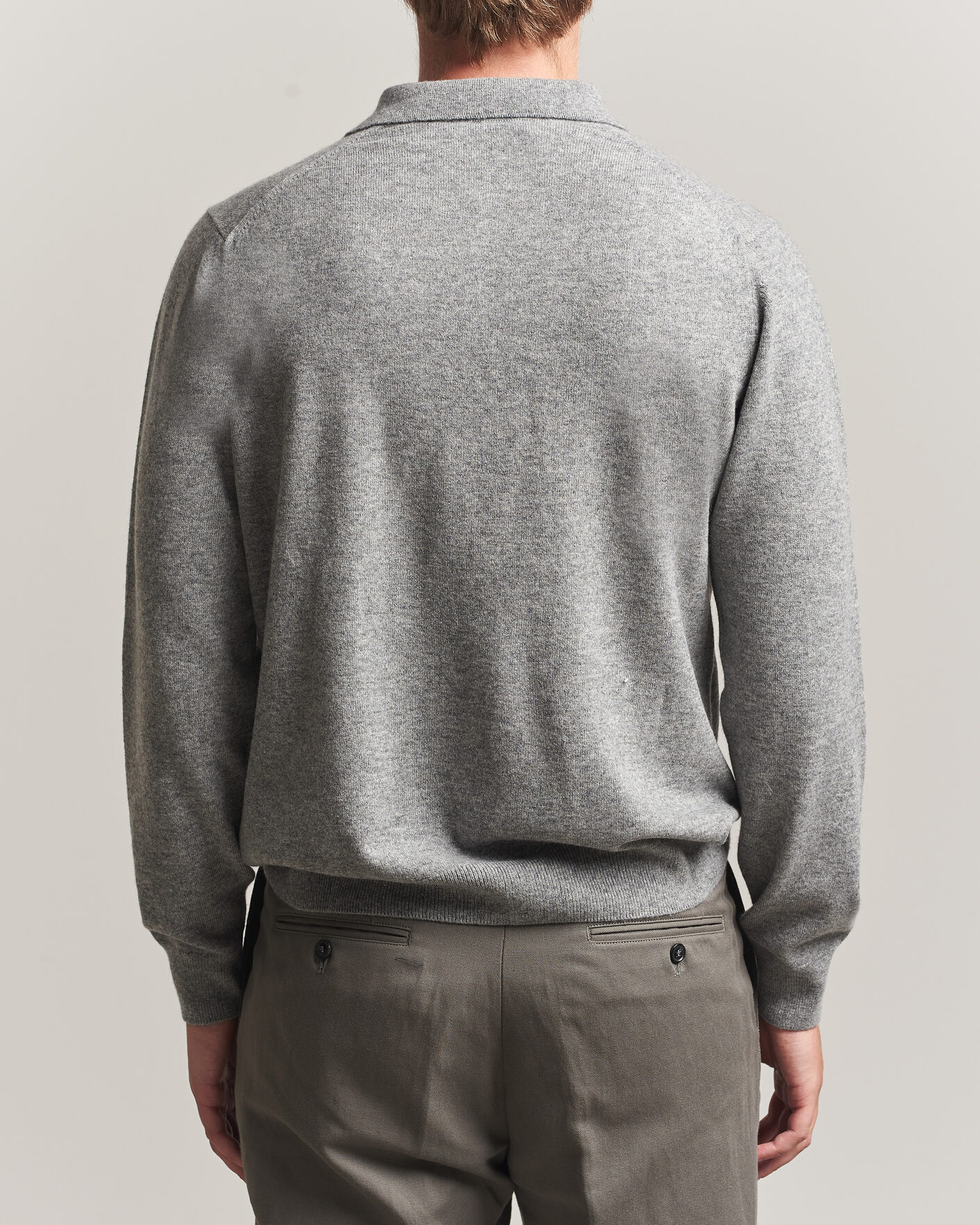 Hombres | Jerséis y prendas de punto | Sunspel | Cashmere Polo Grey Melange
