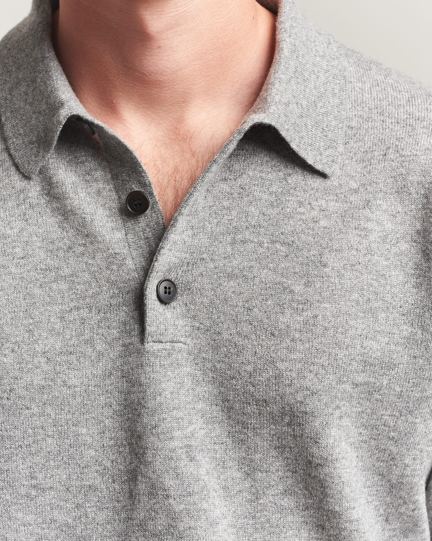 Hombres | Jerséis y prendas de punto | Sunspel | Cashmere Polo Grey Melange