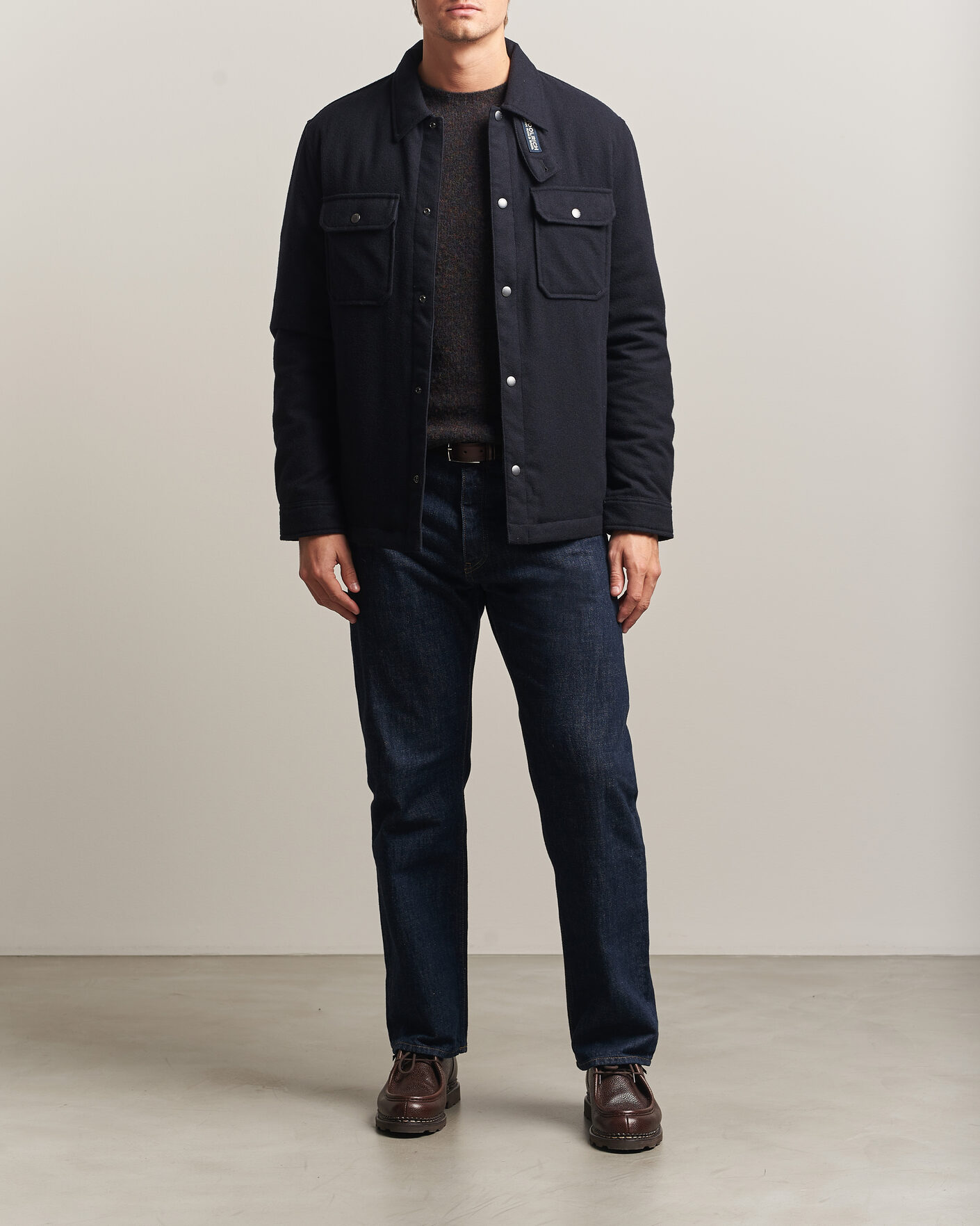 Hombres | Abrigos y chaquetas | Woolrich | Alaskan Wool Light Padded Shirt Jacket Melton Blue