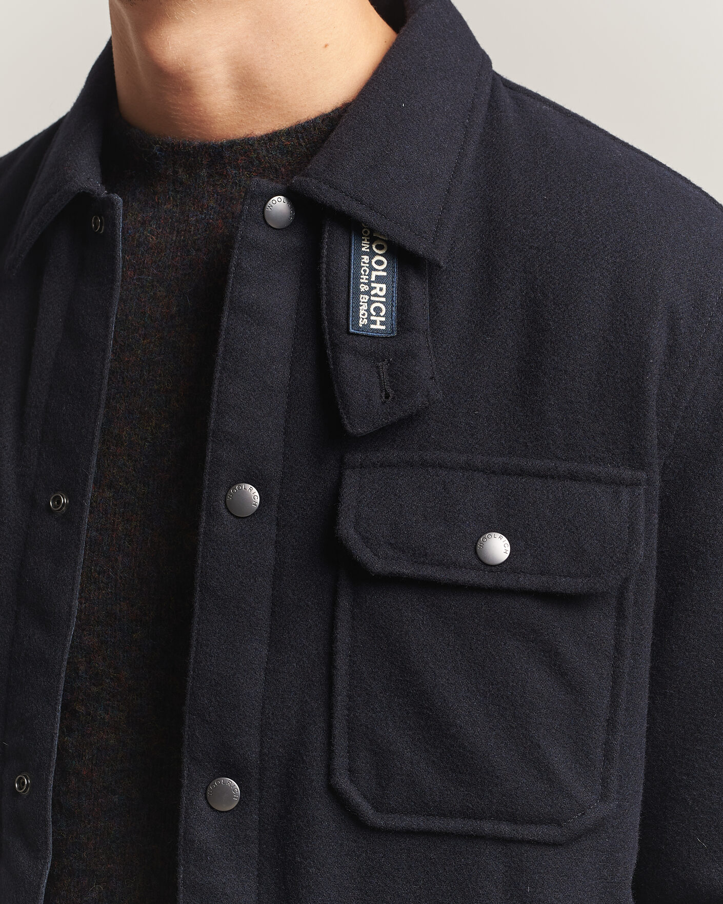 Hombres | Abrigos y chaquetas | Woolrich | Alaskan Wool Light Padded Shirt Jacket Melton Blue