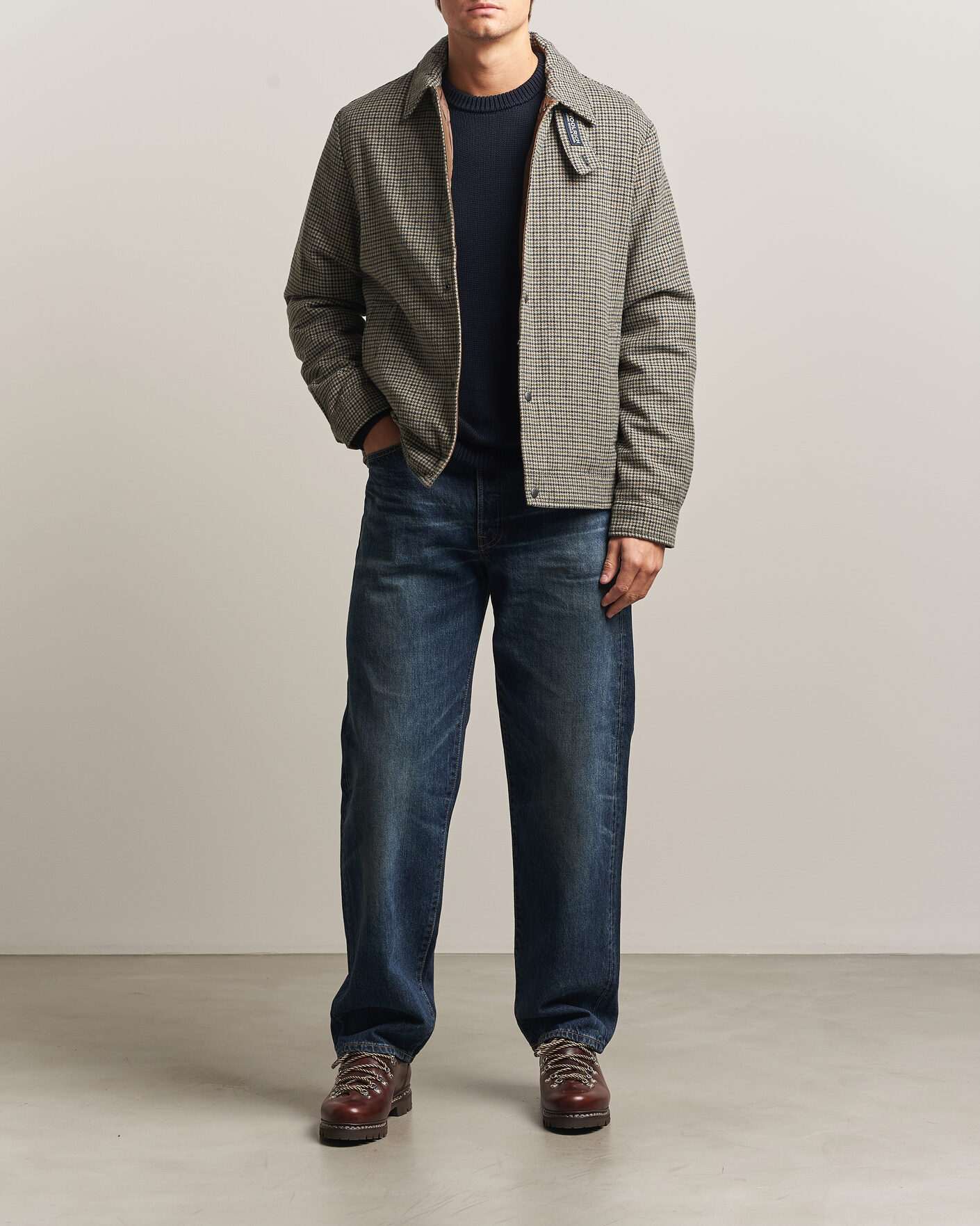 Hombres | Abrigos y chaquetas | Woolrich | Wool Check Light Padded Keating Shirt Jacket Brown